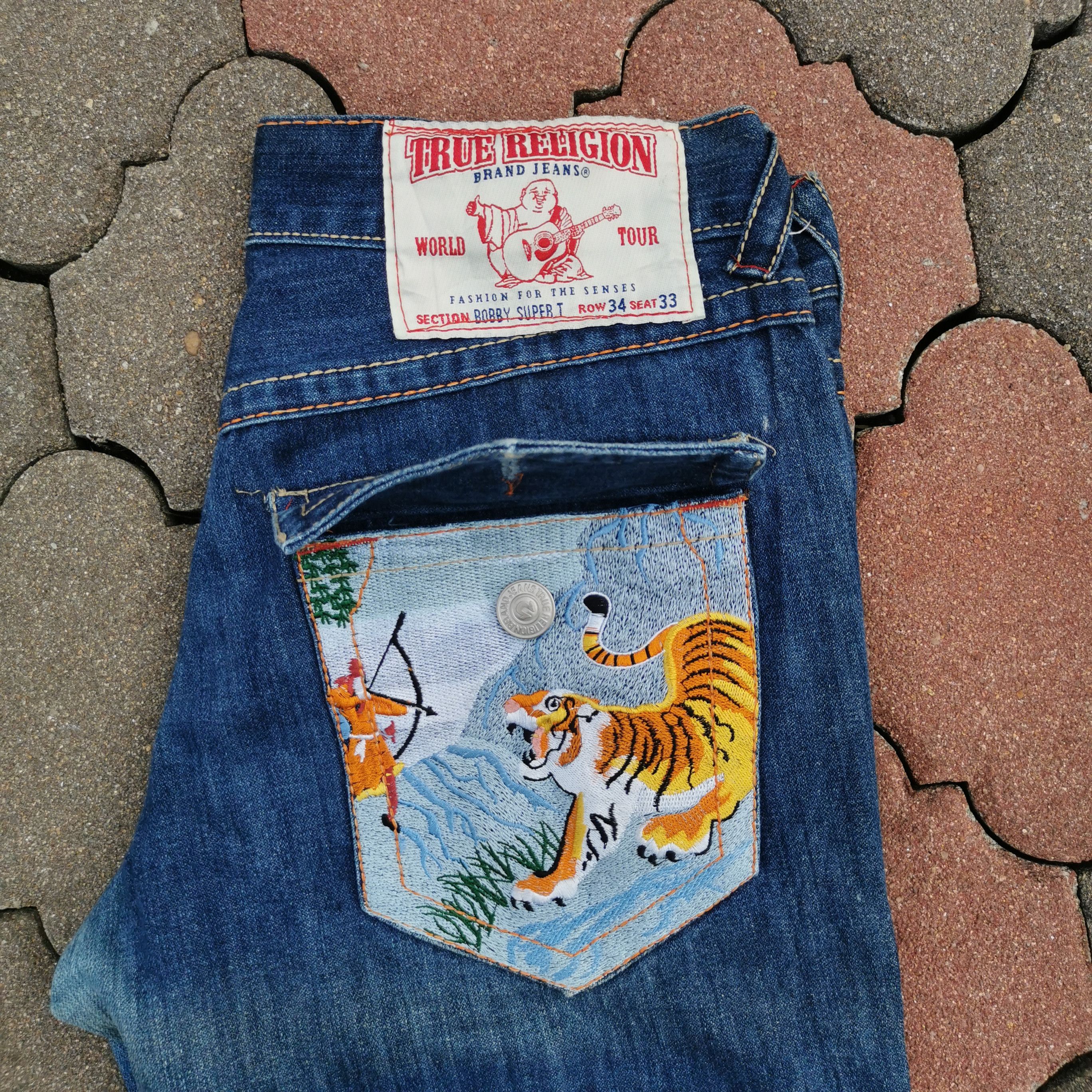 パンツ TRUE RELIGION WORLD TOUR BRAND JEANS True Religion Men's Straight Leg Flap Back Pockets World