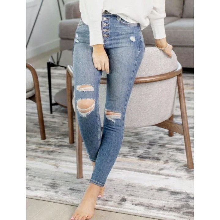 Free People Free People Jeans We The Free Sabrina Distressed Skinny Sz 3 Size 30" / US 8 / IT 44 - 1 Thumbnail