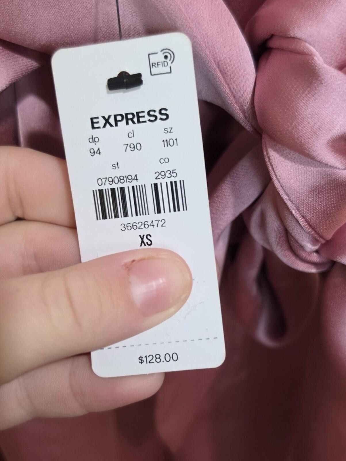 Express Express Satin V-Neck Tie Waist Wide Leg Jumpsuit Size 26" / US 2 / IT 38 - 3 Thumbnail