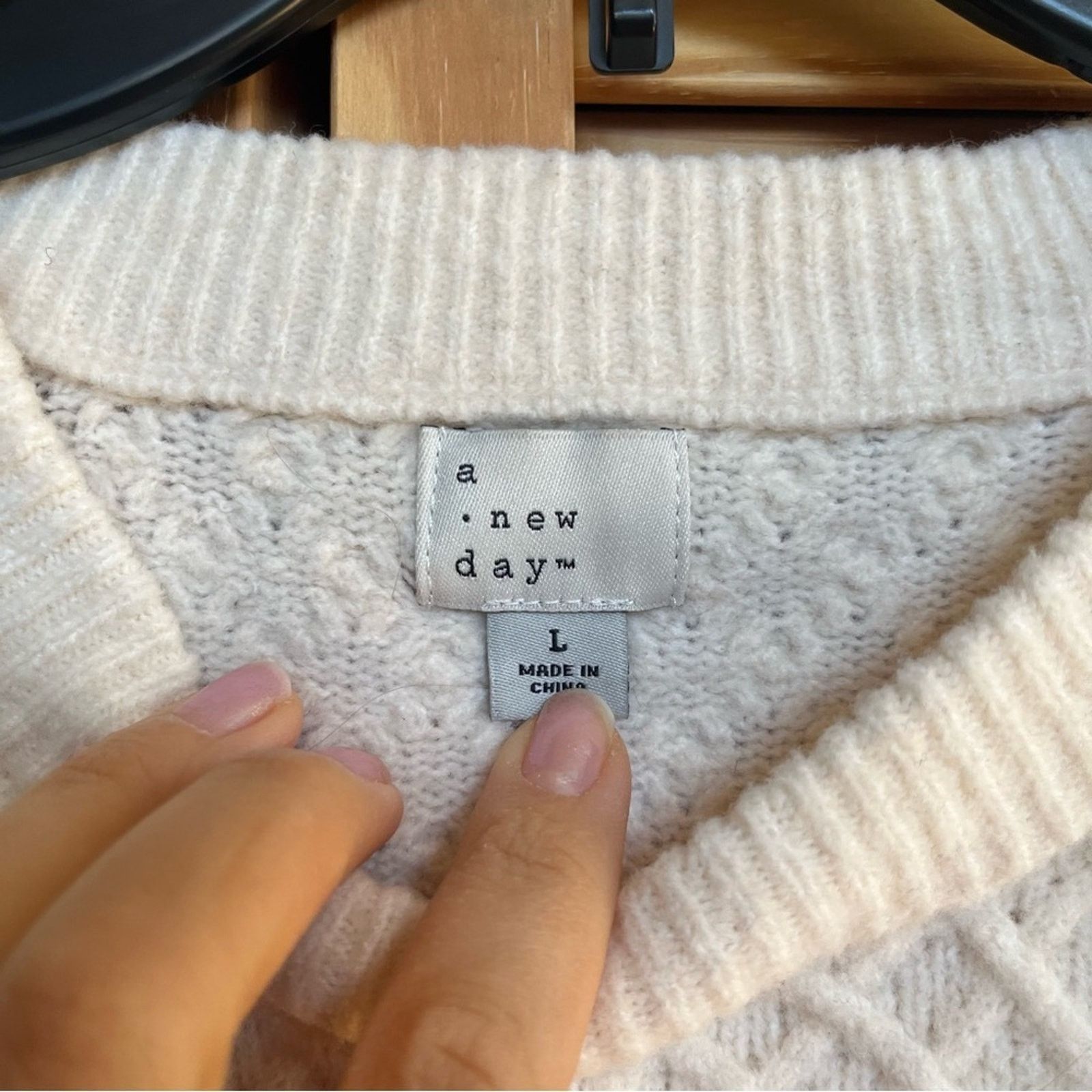 Other A New Day Sweater Size L Oversized Cream Chunky Cable Knit Size L / US 10 / IT 46 - 3 Thumbnail