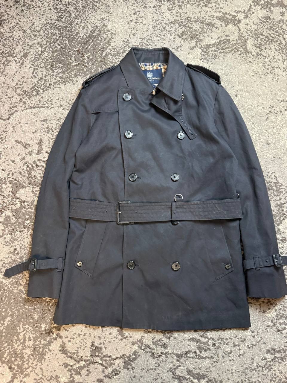 Aquascutum Vintage y2k Aquascutum Navy Coat Jecket Wax Style Size US S / EU 44-46 / 1 - 1 Thumbnail