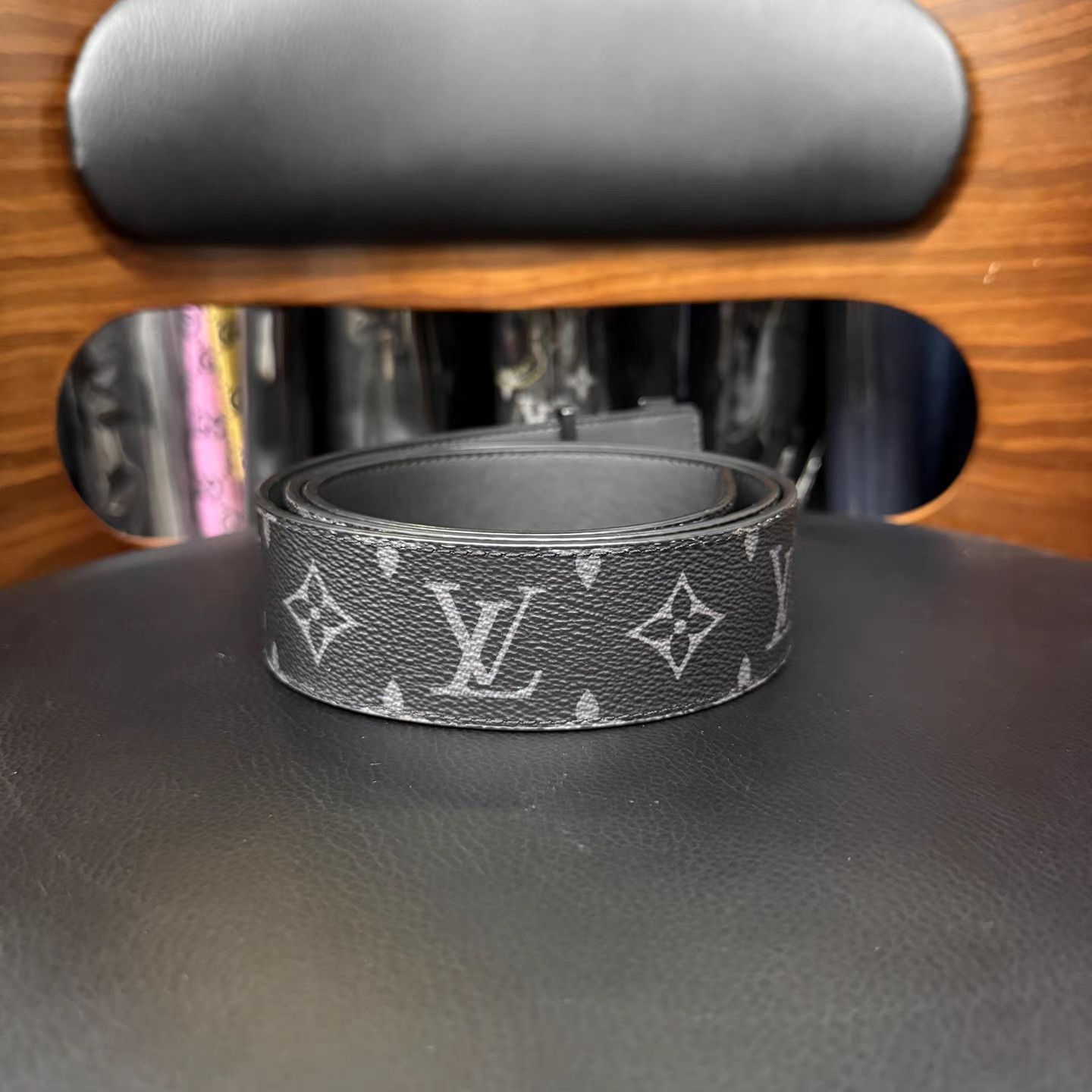 Louis Vuitton LV / Louis Vuitton Black Monogram Belt K15 Size ONE SIZE - 2 Thumbnail