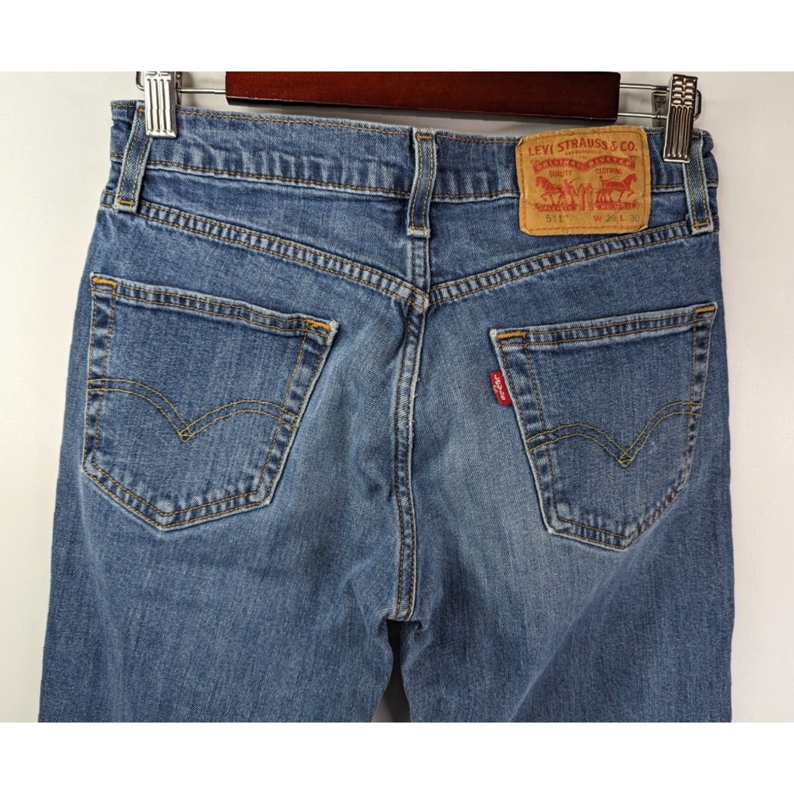 Levi's Levi's 511 Jeans Men's Slim Straight Blue Dark Wash Denim 29x30 Logo 90s Size US 29 - 5 Thumbnail