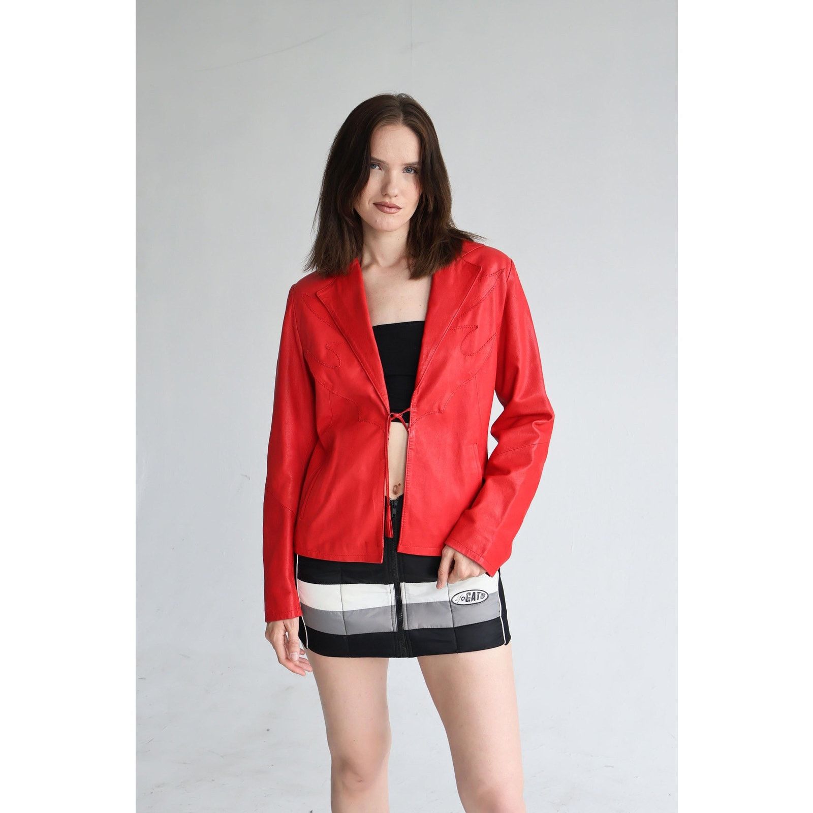 Vintage Vintage Italian Made Red Leather Blazer Size M / US 6-8 / IT 42-44 - 3 Thumbnail