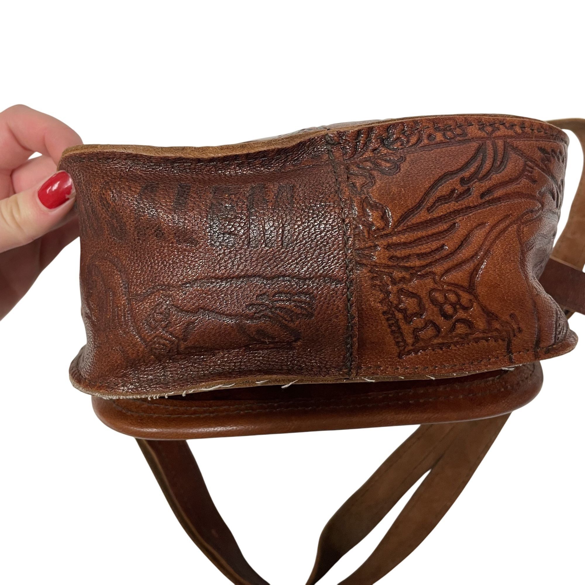 Other Vtg Israel Leather Hand Bag TOOLED City of JERUSALEM Purse Size ONE SIZE - 4 Thumbnail