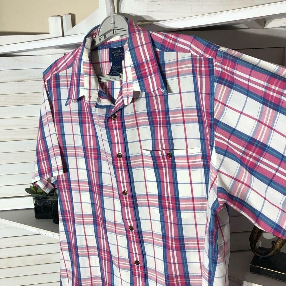 Vintage Mervyns vintage 90s pink white plaid short sleeves shirt L Size US L / EU 52-54 / 3 - 3 Thumbnail