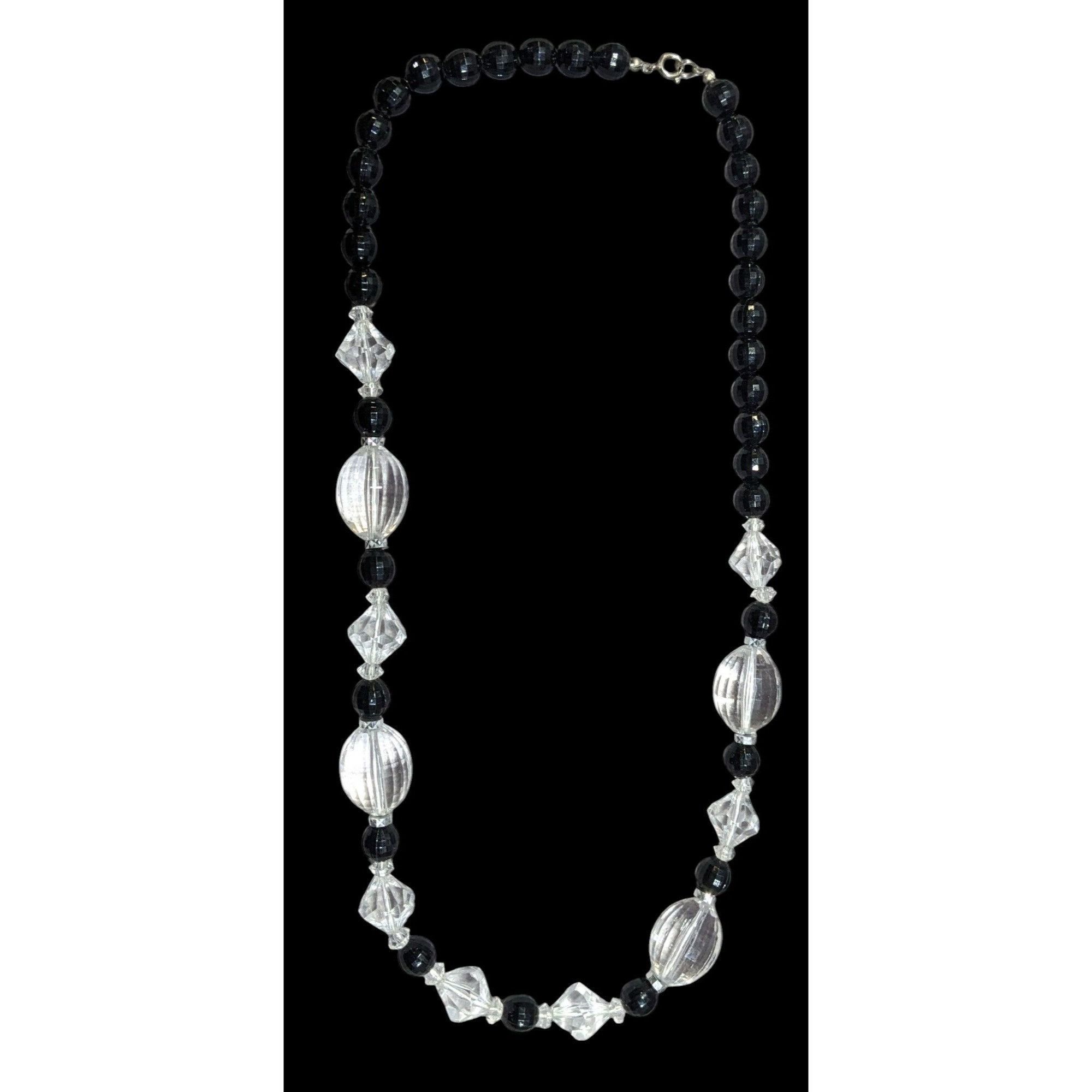 Other Retro Black And Clear Faceted Beaded Necklace Size ONE SIZE - 1 Thumbnail