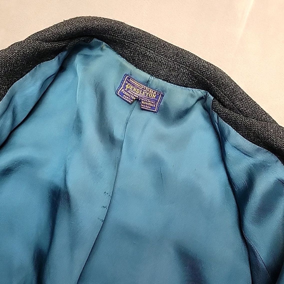 Pendleton VINTAGE Pendleton Jacket Mens Blazer Wool Green 42 Teal Three-Button Notch Front Flat Front Three-Button USA Ranch Systems Size 42R - 6 Thumbnail