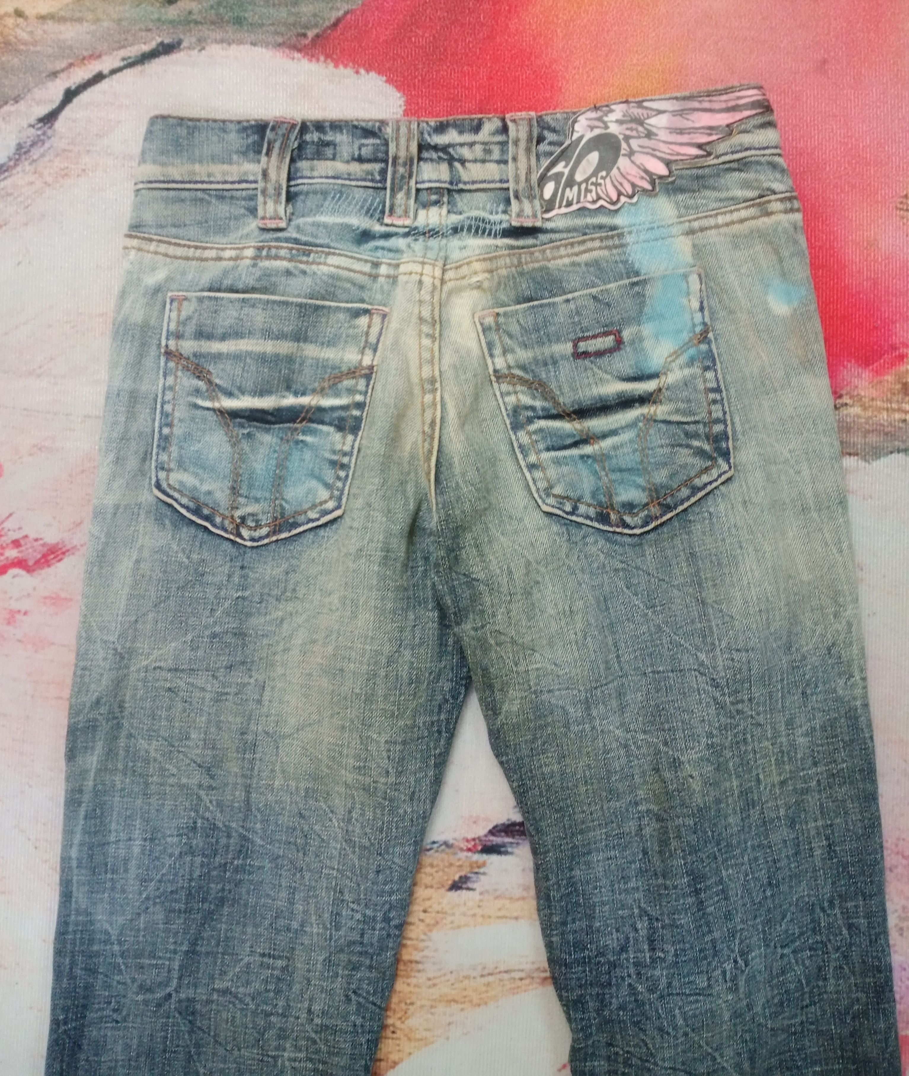 If Six Was Nine Rare Miss Sixty Flare Distressed Bootcut Jeans Size 28" / US 6 / IT 42 - 15 Thumbnail