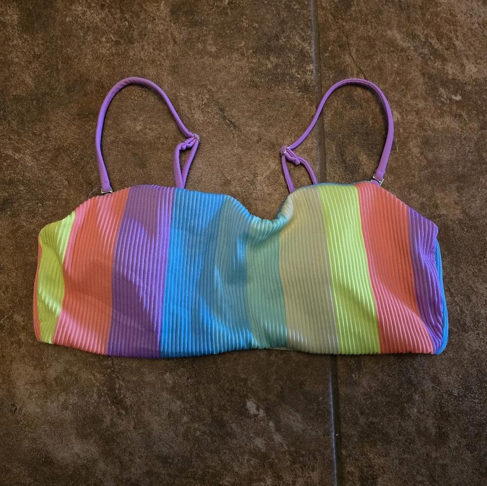 Rap Tees Multicolored Neon Striped NOBO Bikini Top Size ONE SIZE - 1 Thumbnail