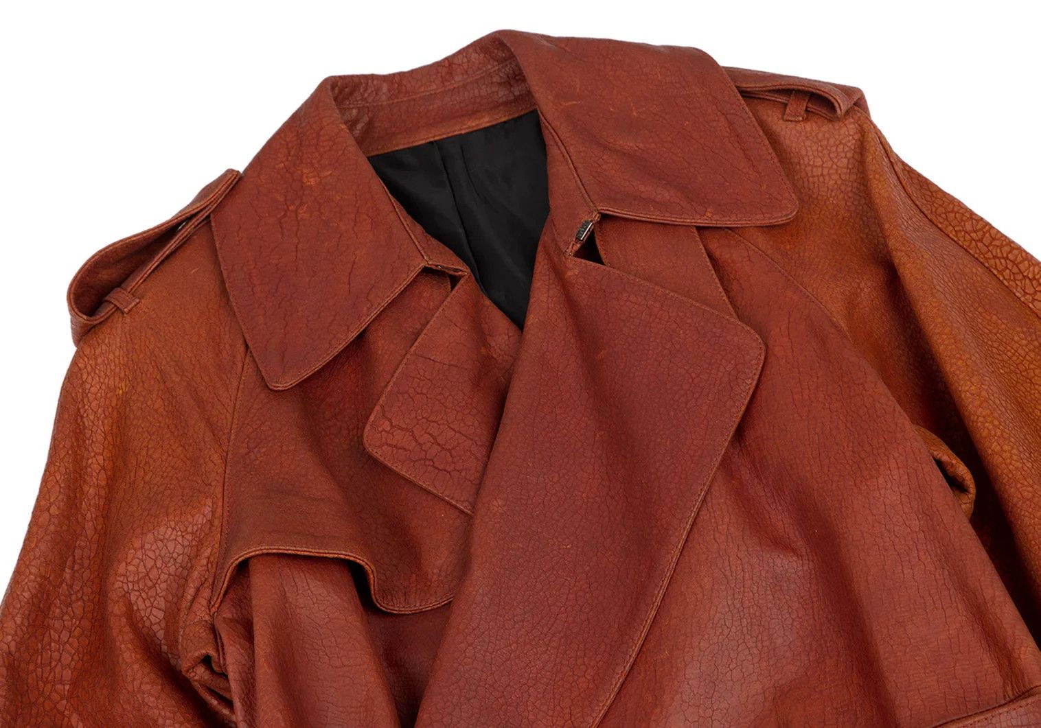 Jean Paul Gaultier Leather Trench Coat in Brown Size 48 Size US M / EU 48-50 / 2 - 2 Thumbnail