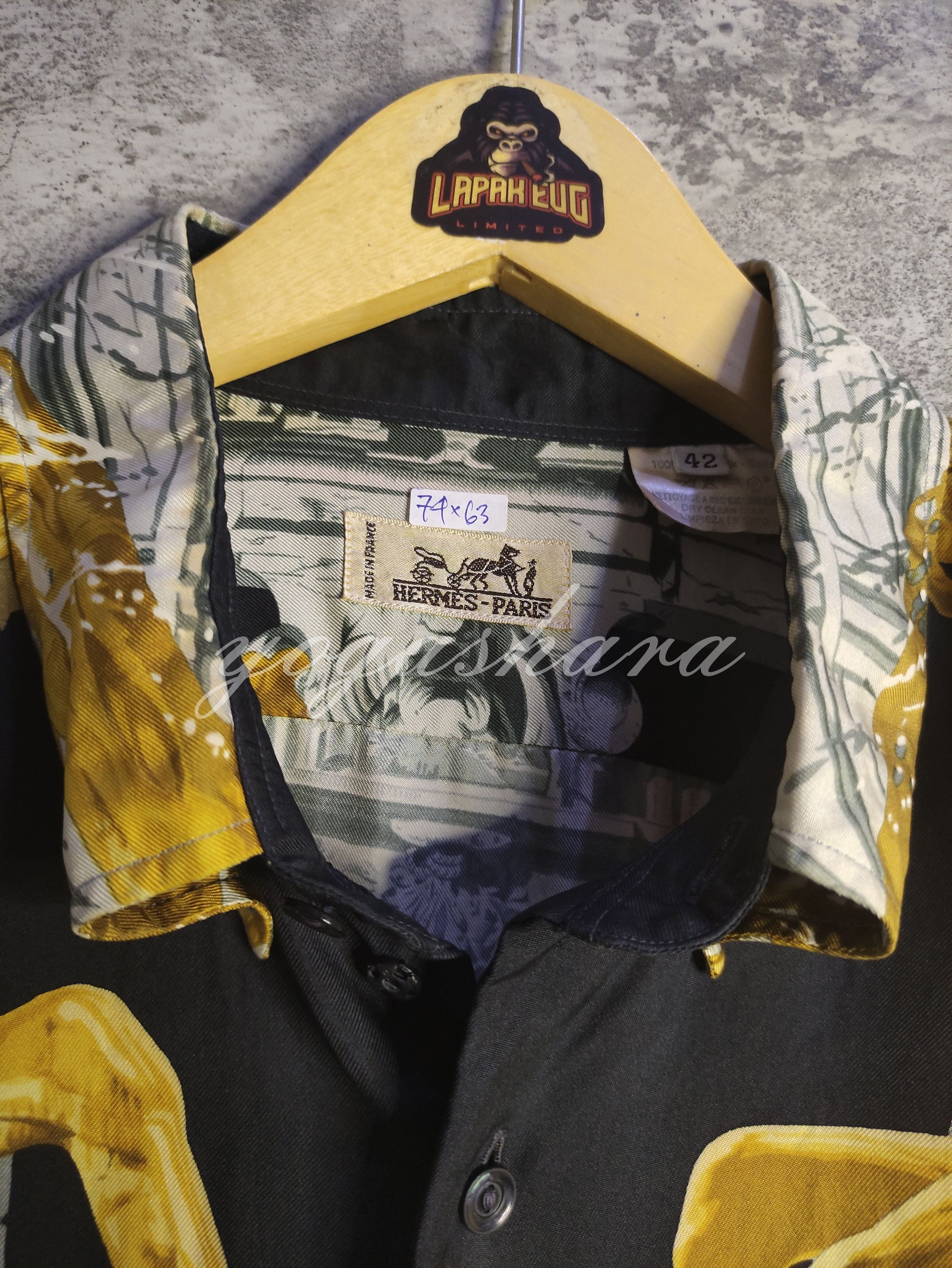 Hermes × Vintage Vintage Luxury - Hermes 'La Fontaine de Bartoldi' Silk Shirt Size US XL / EU 56 / 4 - 3 Thumbnail