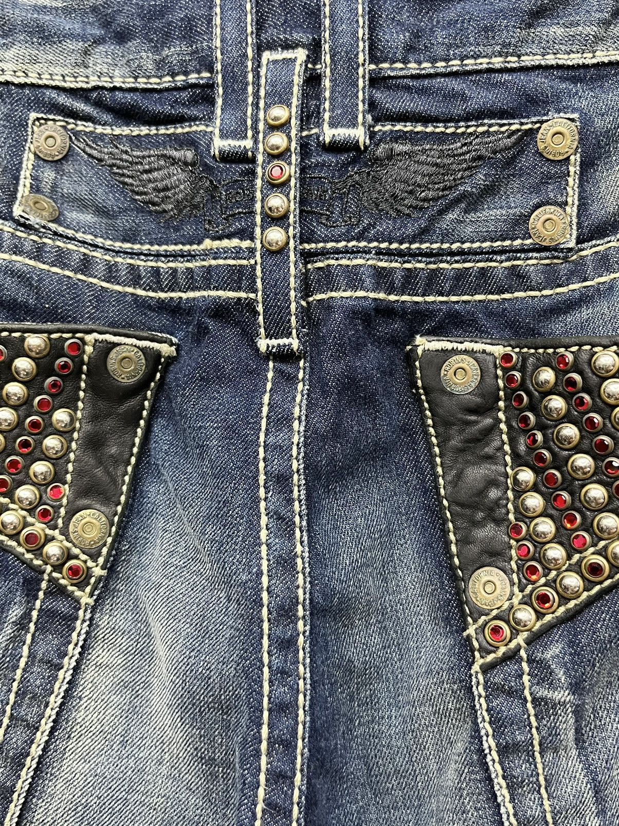 Robins Jeans × Vintage 🔥Vtg ROBIN’S JEANS Gemstone Studded Flare Jeans Made In USA Size US 37 - 3 Thumbnail