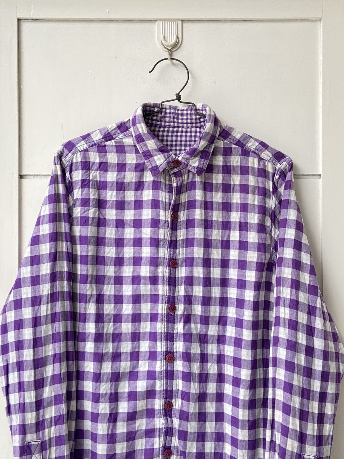 Japanese Brand × Neighborhood × izzue IZZUE Purple Plaid Shirt Size US S / EU 44-46 / 1 - 2 Thumbnail