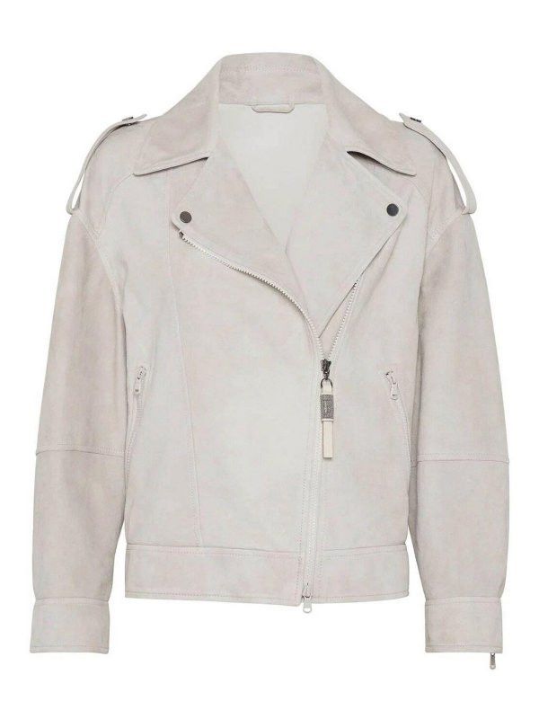 Brunello Cucinelli o1la1rc1a0425 Leather Jacket in Grey Size XL / US 12-14 / IT 48-50 - 1 Thumbnail