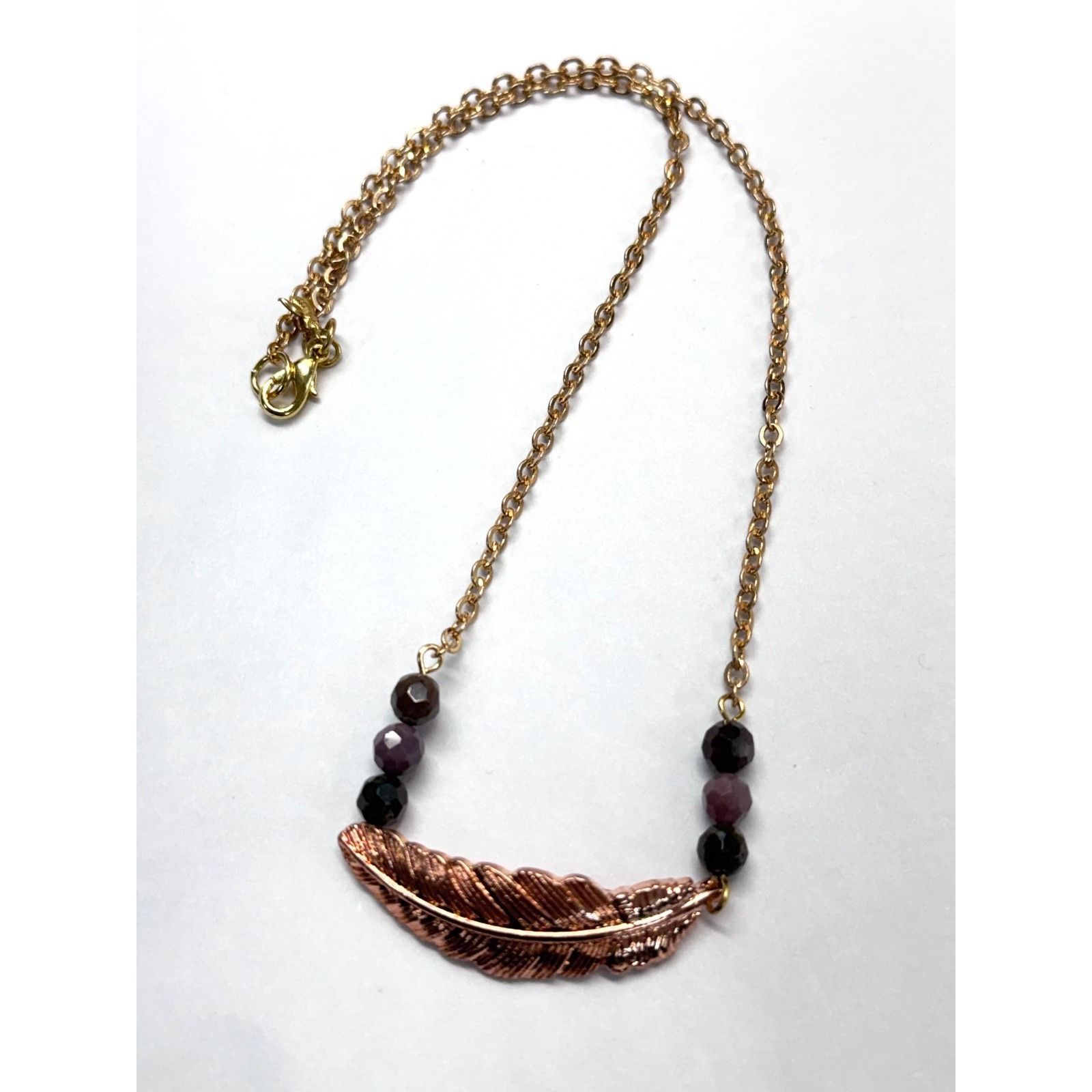 Vintage Vintage feather purple semi precious bead necklace Size ONE SIZE - 5 Thumbnail