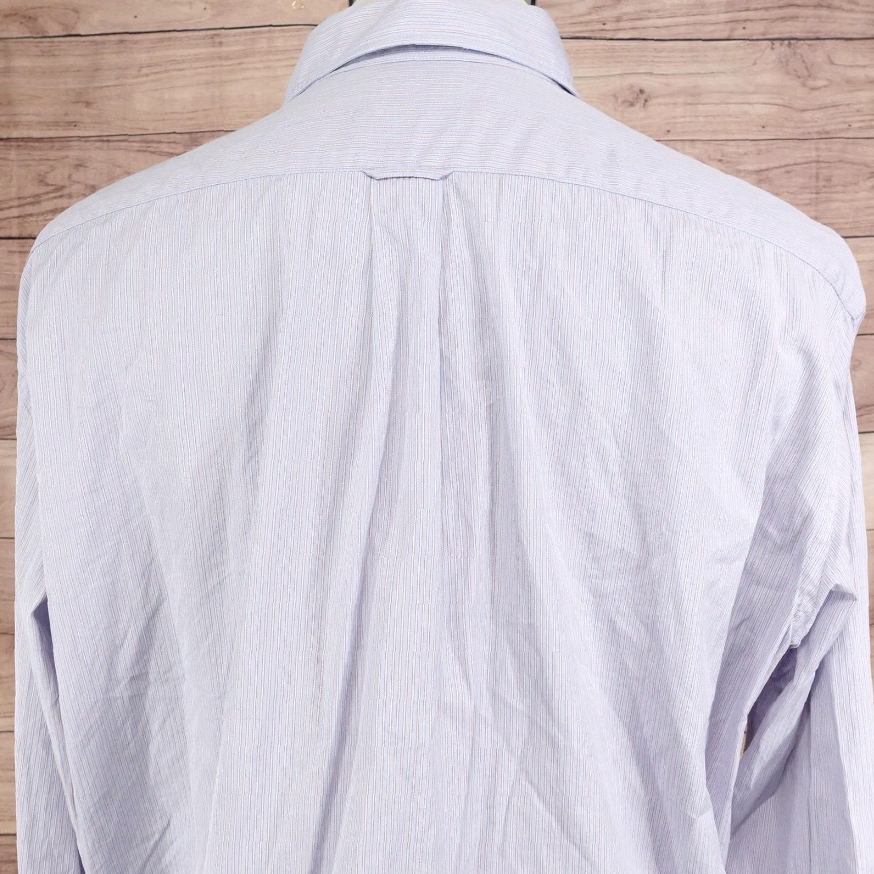 Faconnable VINTAGE Faconnable Dress Shirt Mens XL Blue Pinstripe Cotton Button Front Classic Size 46R - 6 Thumbnail