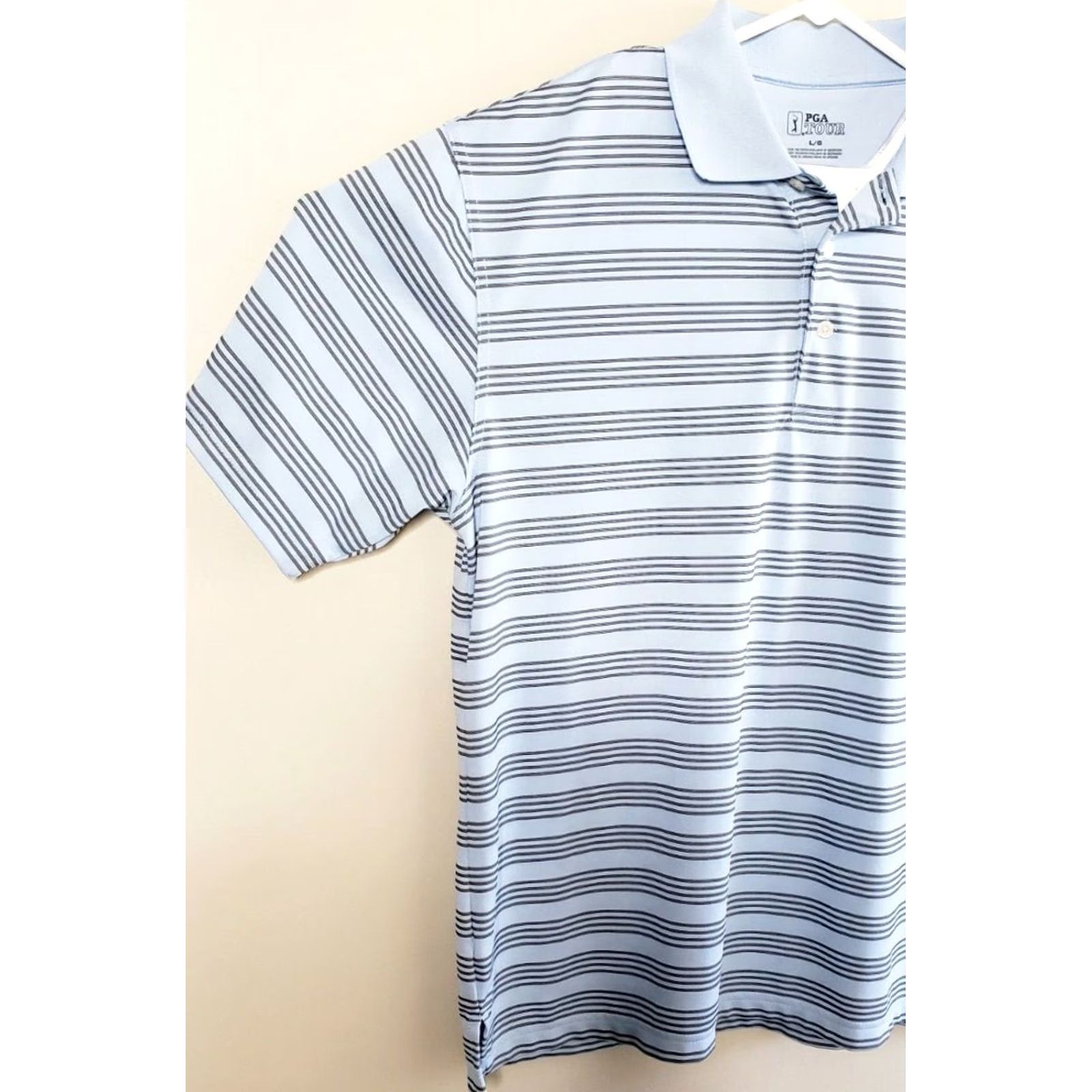 PGA Tour PGA TOUR Polo Shirt Shirt Men’s Large 3 Button Short Sleeve Textured Striped Blue Polo Shirt Size US L / EU 52-54 / 3 - 5 Thumbnail