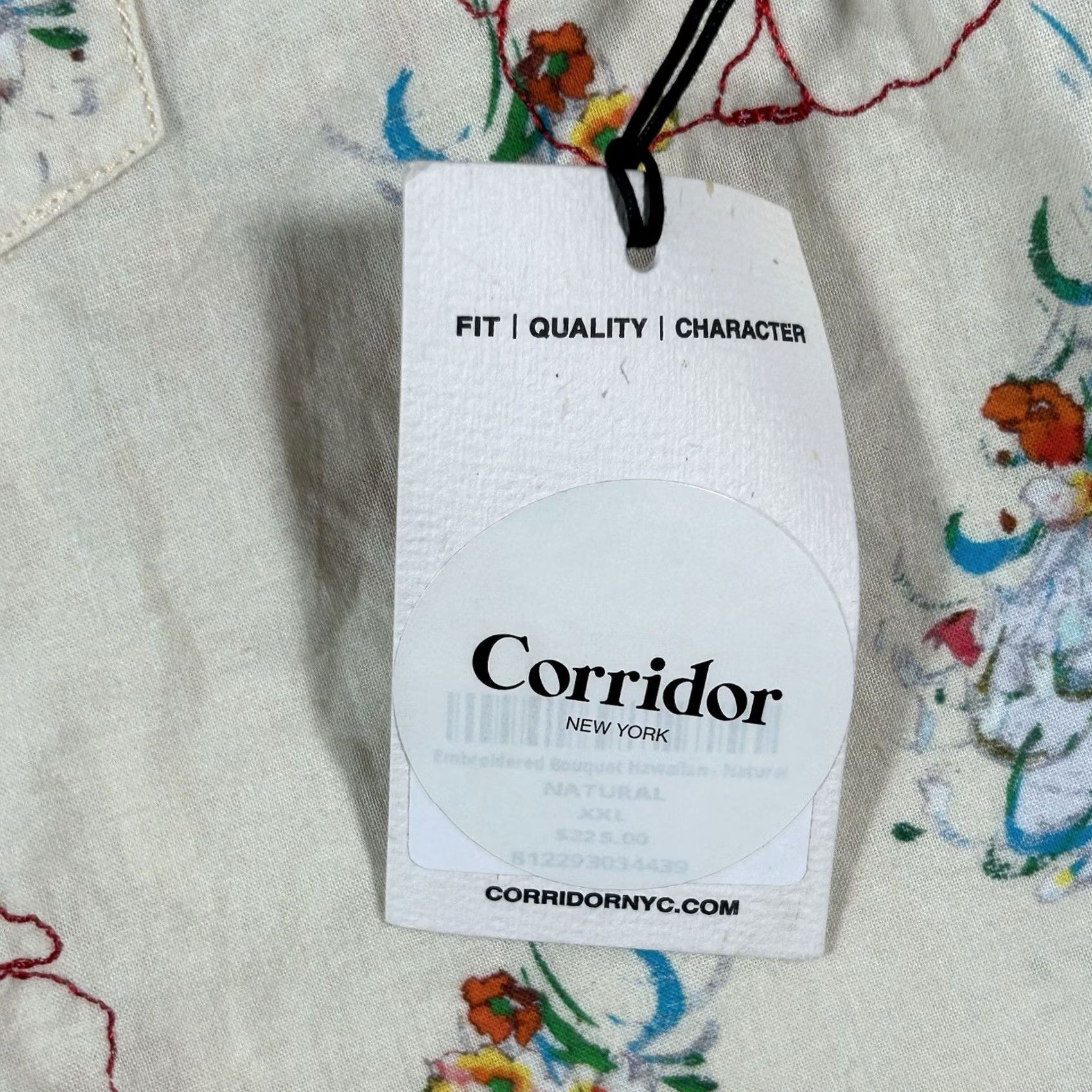 Corridor NYC Shirt Mens 2XL Natural Hawaiian Art Embroidered Bouquet, Men's (Size Xxl) — image 5 of 6