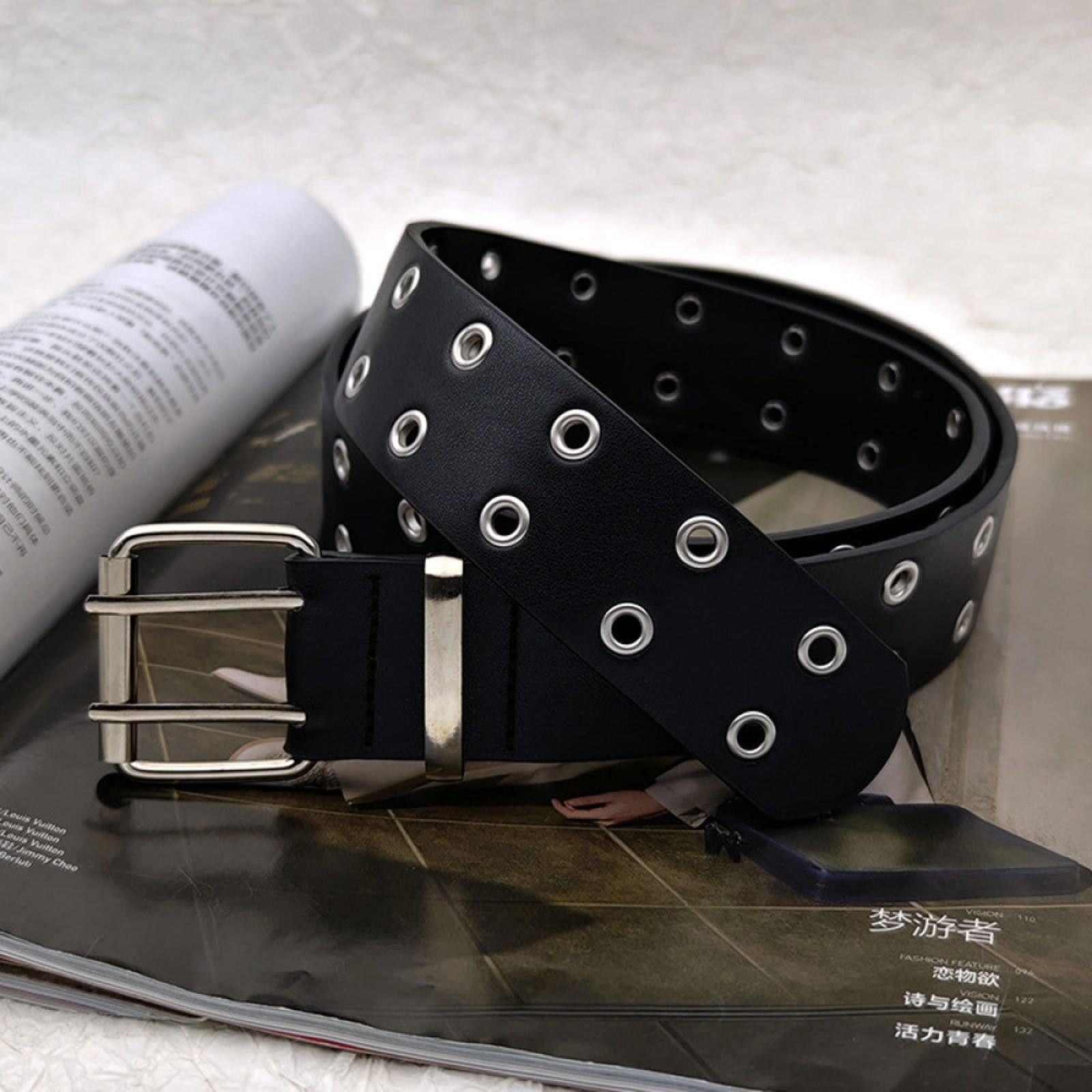 Leather Black Star-Studded Belt Size ONE SIZE - 4 Thumbnail