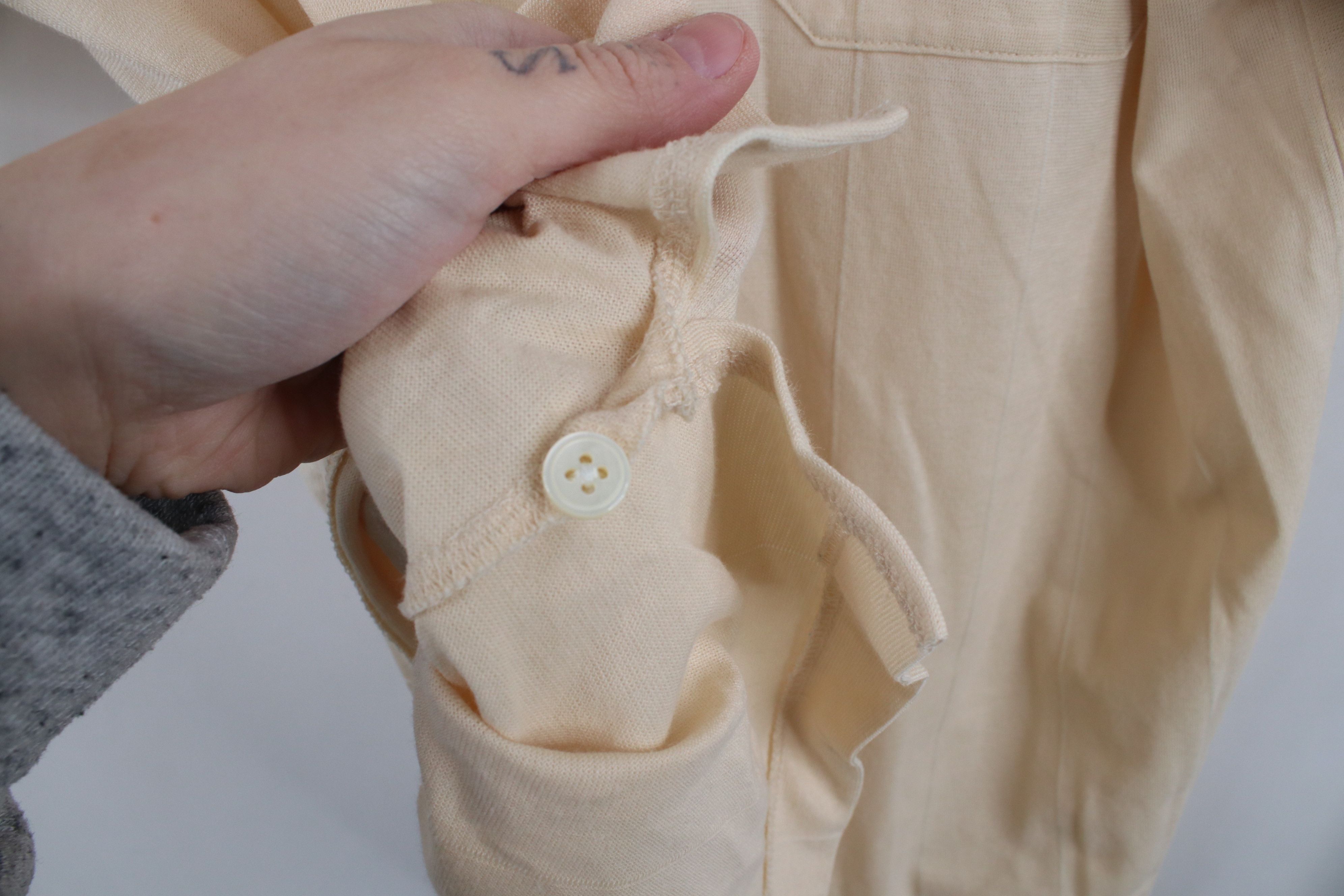 Vintage Vintage 80s 90s Streetwear Sheer Knit Polo Shirt Beige Size US L / EU 52-54 / 3 - 7 Thumbnail