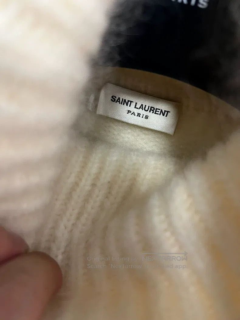 Saint Laurent Paris Saint Laurent Paris White Wool and Mohair High-neck Sweate Size S / US 4 / IT 40 - 3 Thumbnail