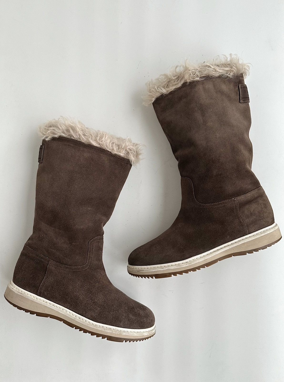 Prada *sz40* PRADA Fur Shearling Suede Boots runway leather brown Size US 10 / IT 40 - 1 Thumbnail