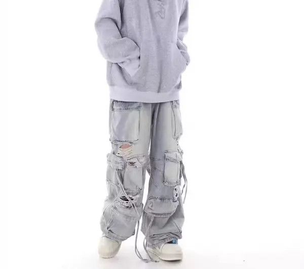 Japanese Brand VIBE Street hip hop grunge ripped wide leg jeans Size US 32 / EU 48 - 6 Thumbnail