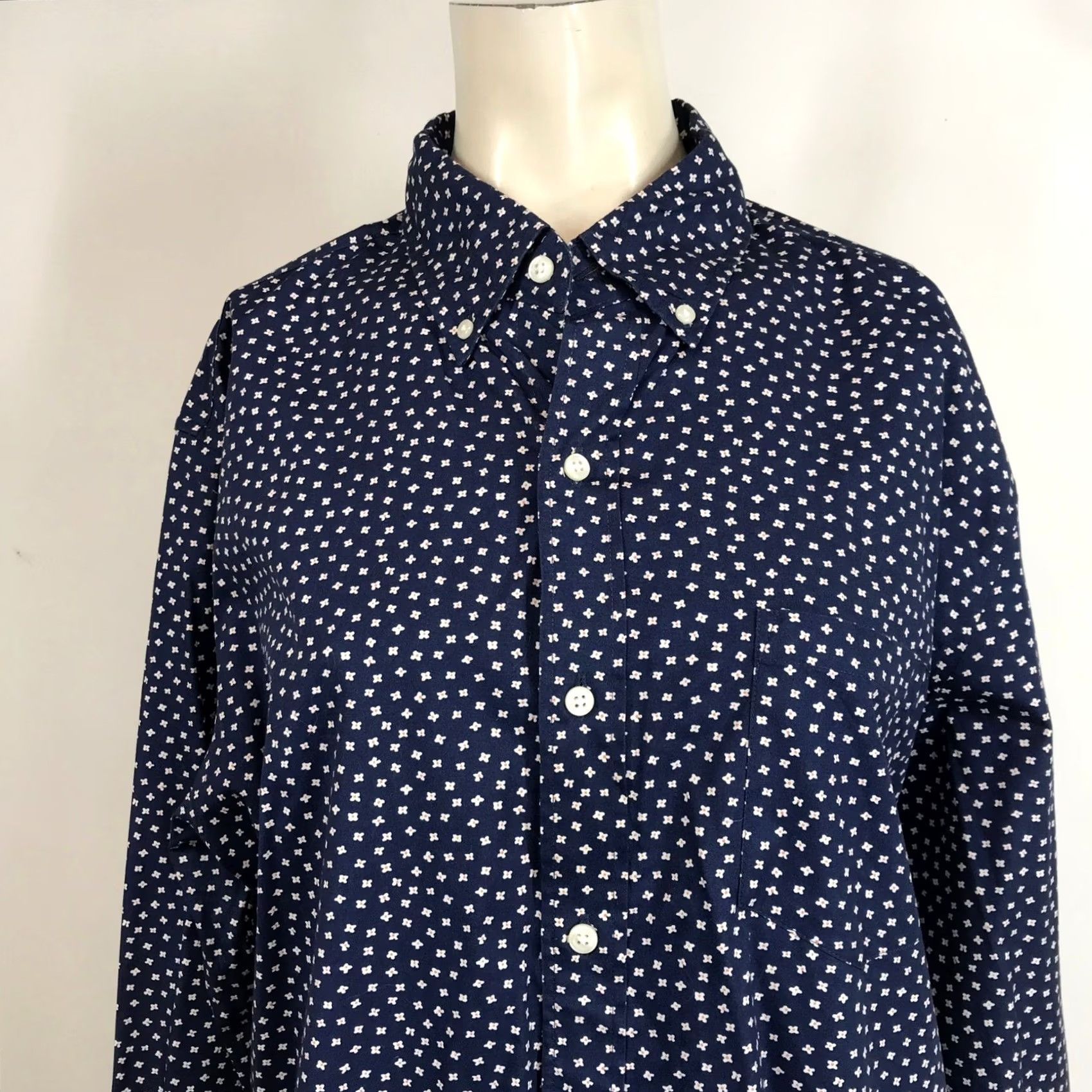 J.Crew J. Crew Slim Fit Navy White Micro Dot Button Down Shirt - Mens Large Size US L / EU 52-54 / 3 - 2 Thumbnail