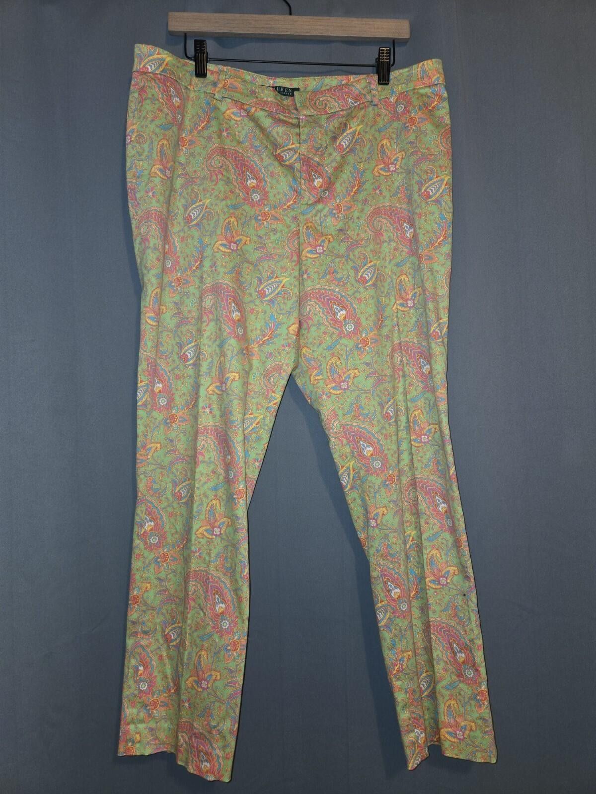 Lauren Ralph Lauren Lauren Ralph Lauren Lime Green Pink Paisley Chino Pants 14 Size 36" / US 14 / IT 50 - 1 Thumbnail