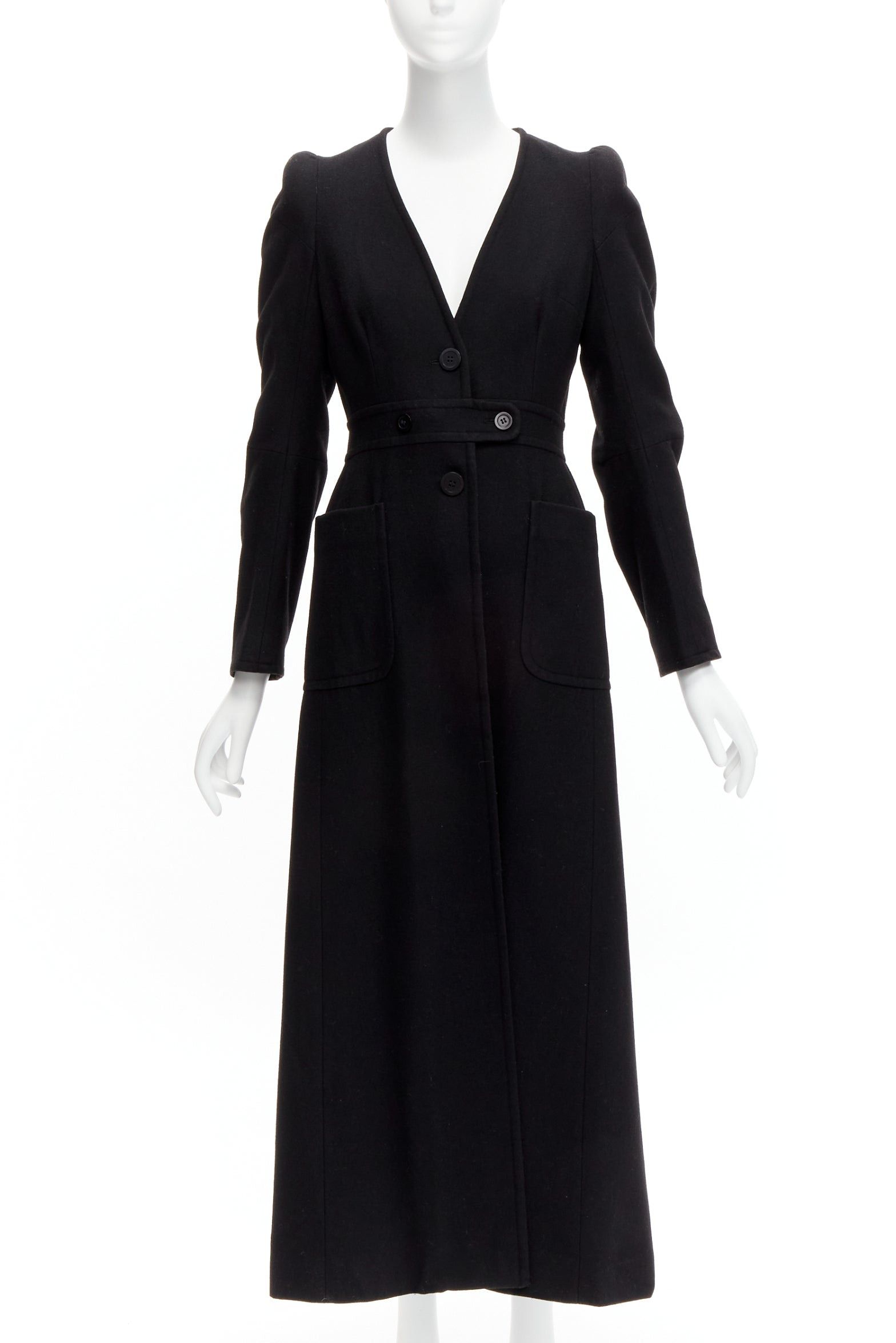 Maison Margiela MAISON MARGIELA 1990s Vintage black wool felt back slit longline Cigarette coat FR38 M Size M / US 6-8 / IT 42-44 - 1 Thumbnail