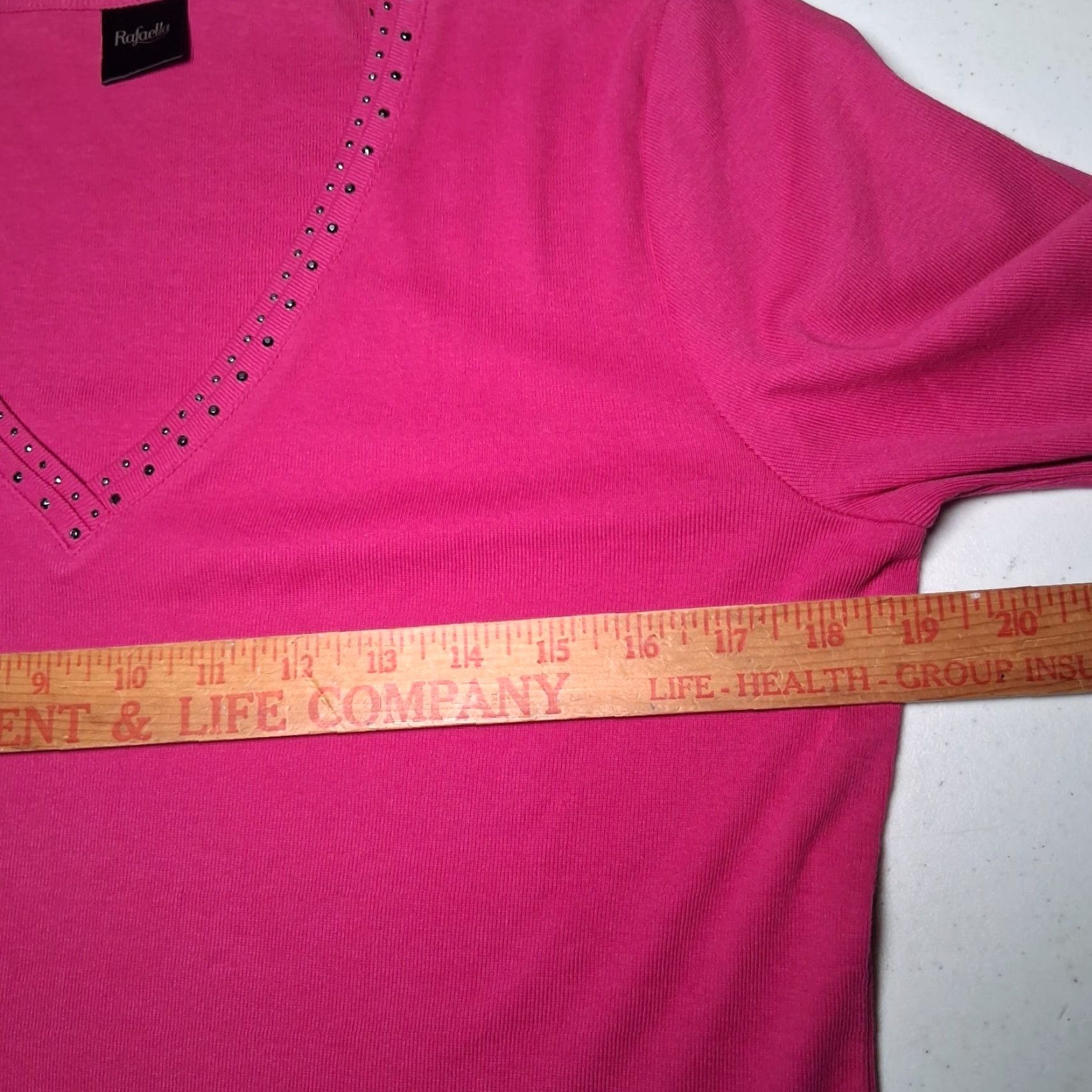 Vintage Rafaella Shirt Women M V-Neck Pink Knit Cotton Long Sleeve Studded NEW Size M / US 6-8 / IT 42-44 - 4 Thumbnail