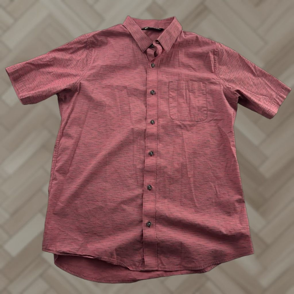 TravisMathew Travis Mathew Shirt Button-Up Short Sleeve Cotton Nylon Mens Medium Pink Size US M / EU 48-50 / 2 - 1 Thumbnail