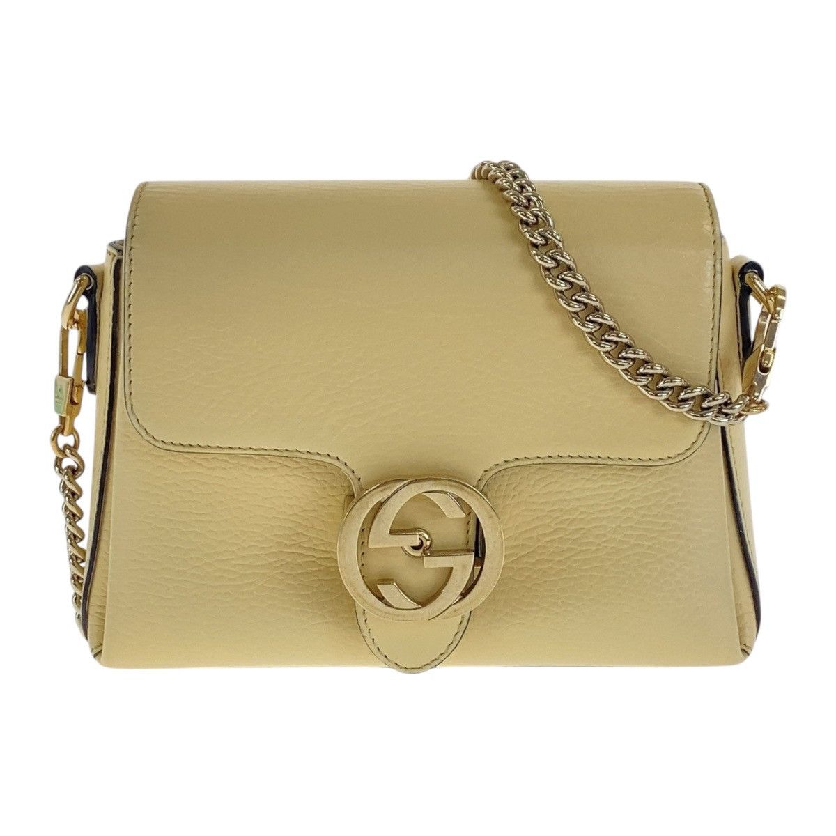Gucci Gucci Leather Interlocking Chain Shoulder Bag 607720 Leather Crossbody Bag 607720 in Beige, Women's