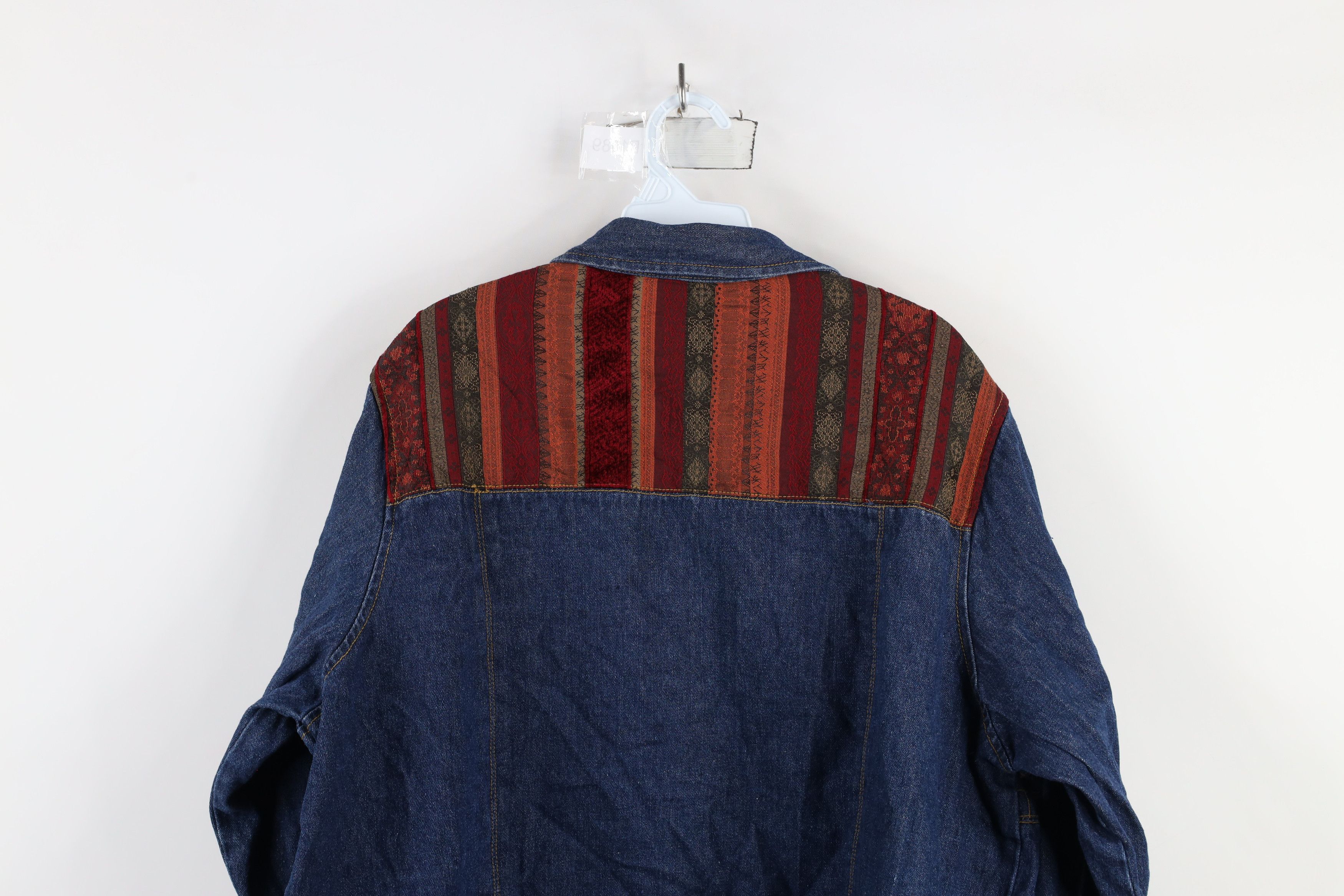 Vintage Vintage 90s Streetwear Rainbow Patchwork Denim Button Jacket Size XL / US 12-14 / IT 48-50 - 14 Thumbnail