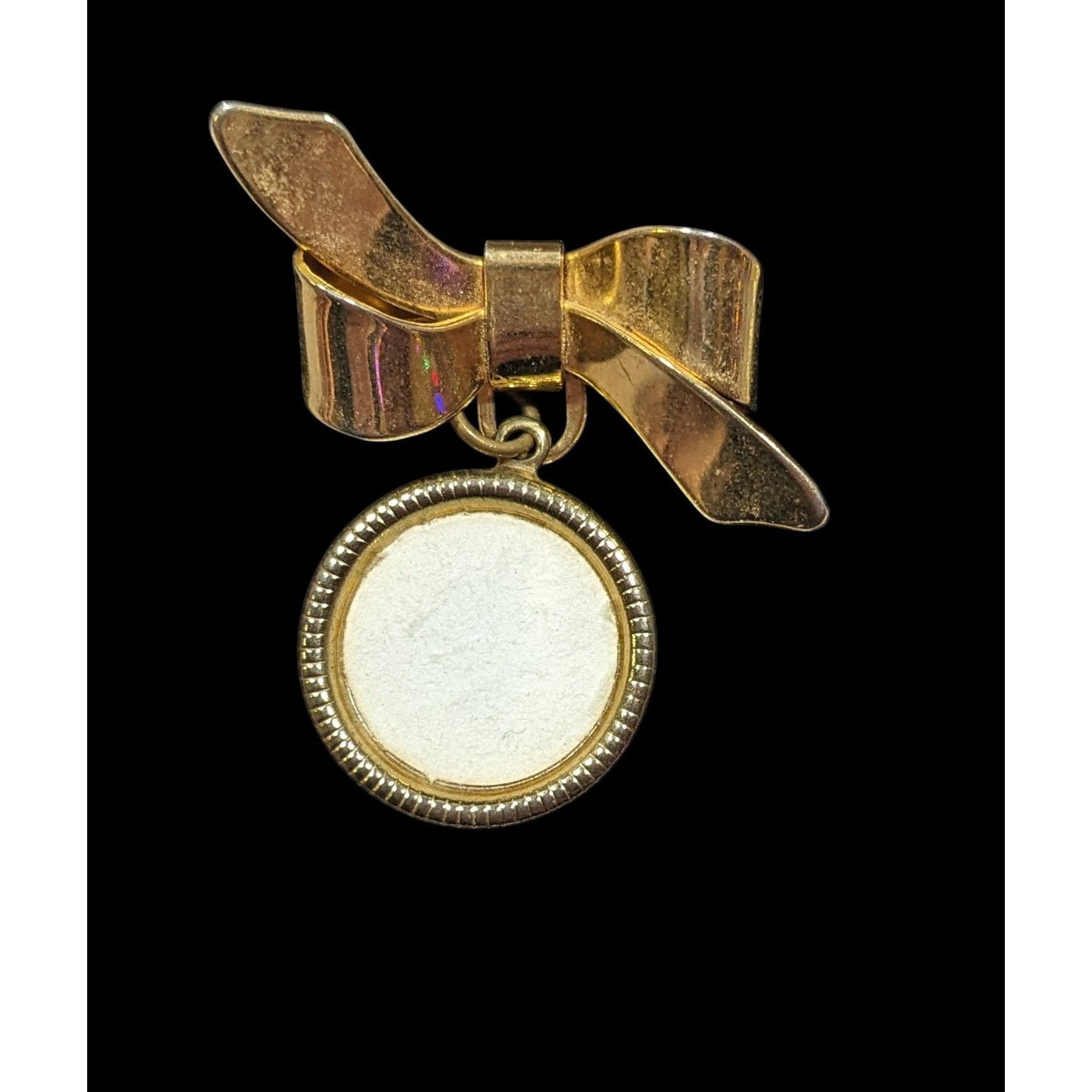 Other Vintage Bow With Dangling Disc Gold Tone Brooch Size ONE SIZE - 1 Thumbnail