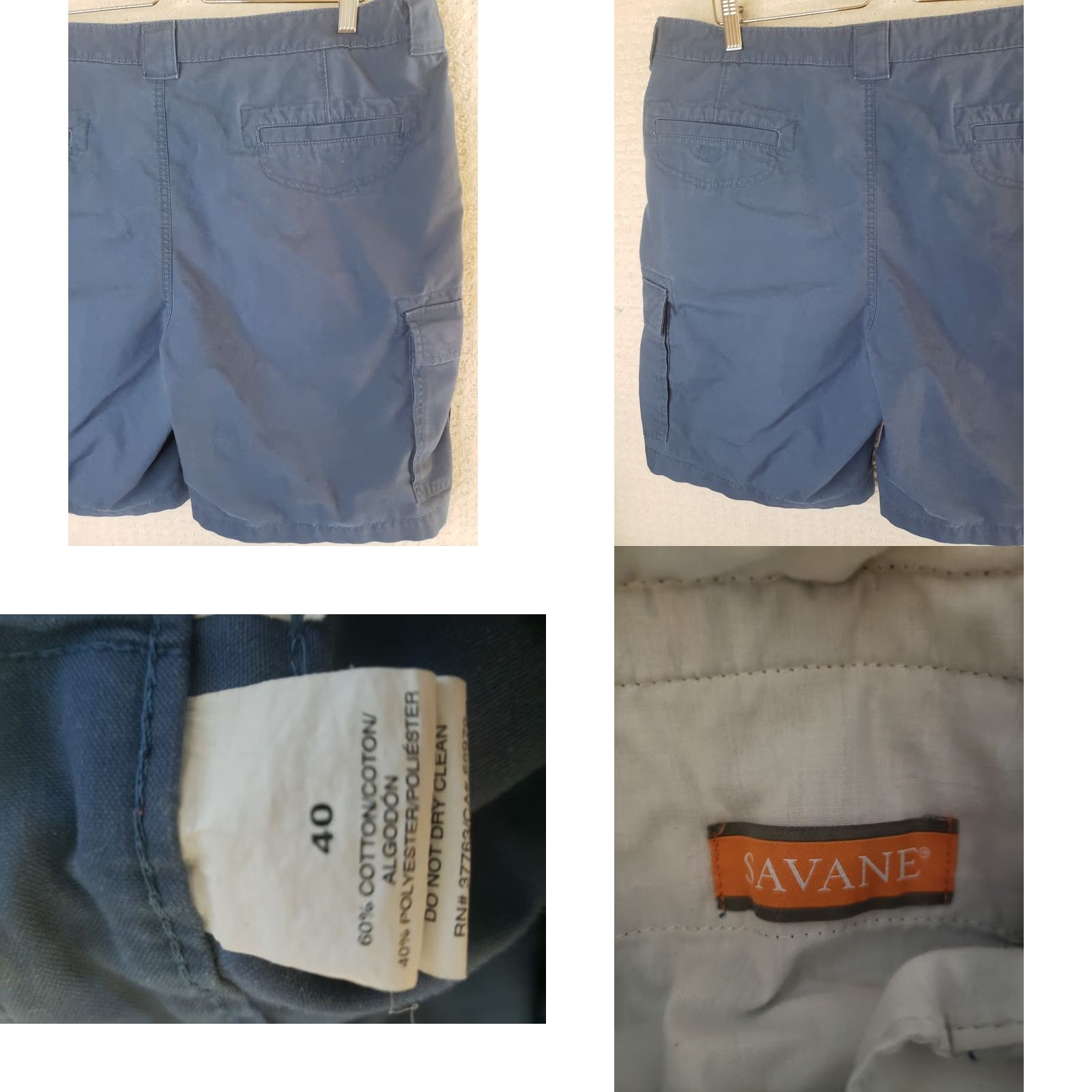 Savane Savane Cargo Shorts Blue Elastic Waist Cotton Outdoor Hiking Utility 40x9 Men Regular 40in Flat Front Pockets Size US 40 / EU 56 - 8 Thumbnail