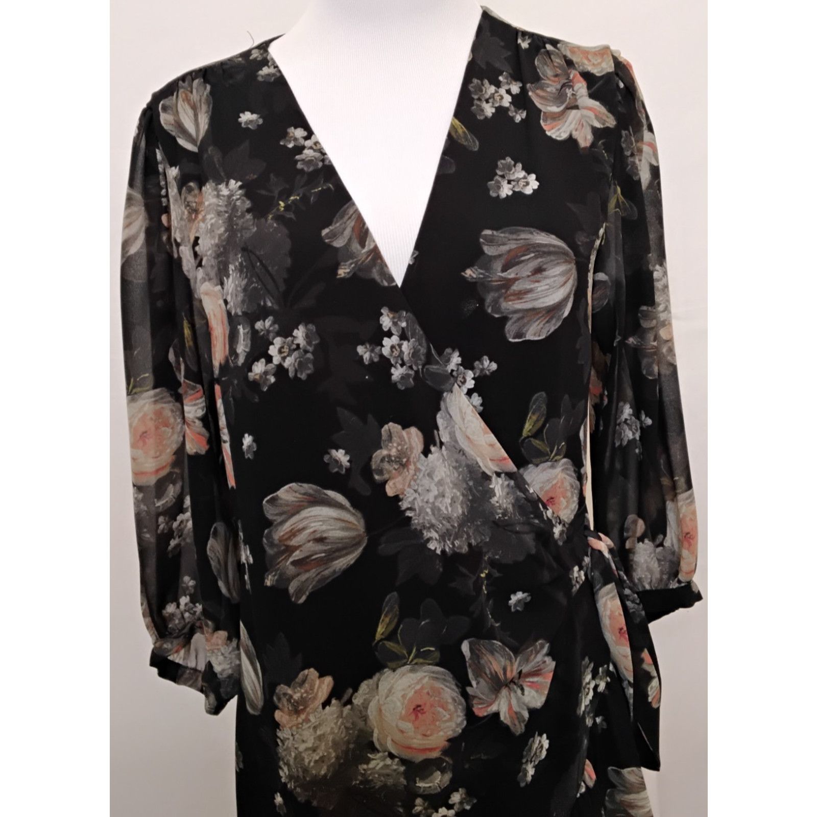 Allsaints All Saints Wrap Dress Women's M Black/Floral Flowy Jade Eden Size M / US 6-8 / IT 42-44 - 5 Thumbnail