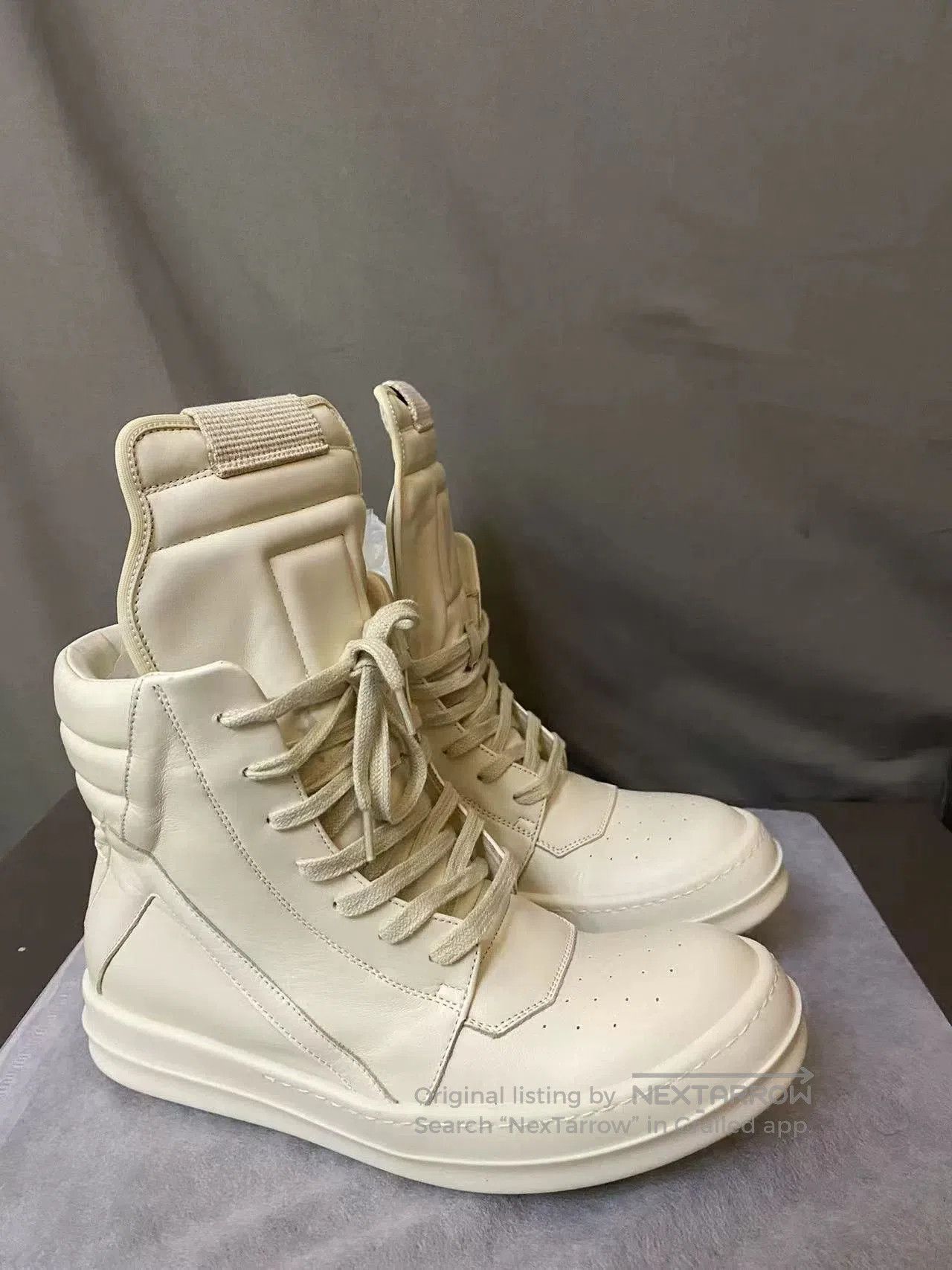 Rick Owens White Leather Sneakers Size 38.5.