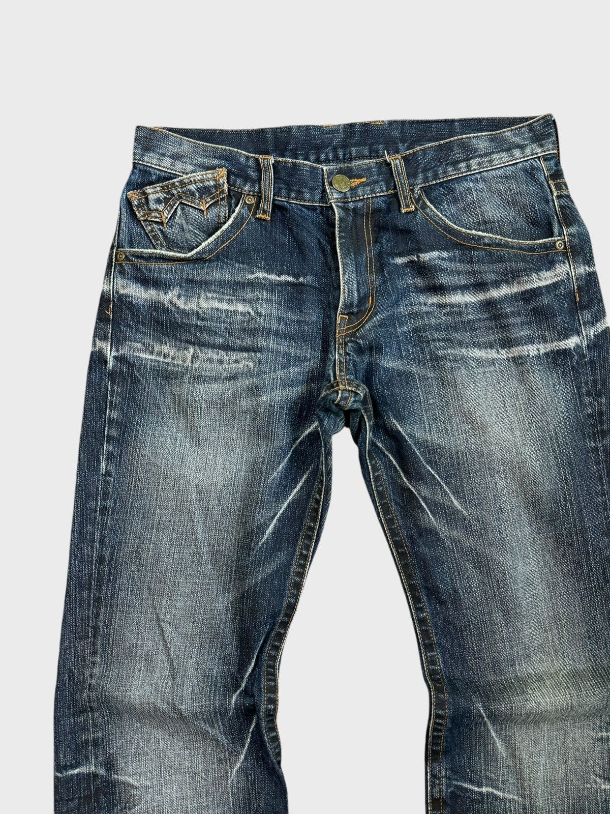 Hysteric Glamour × Japanese Brand × Vintage FLARED RATTLE TRAP JUNYA WATANABE STYLE DISTRESSED DENIM Size US 32 / EU 48 - 4 Thumbnail