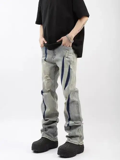 Jean Retro yellow mud claw mark wide leg jeans Size US 32 / EU 48 - 8 Thumbnail