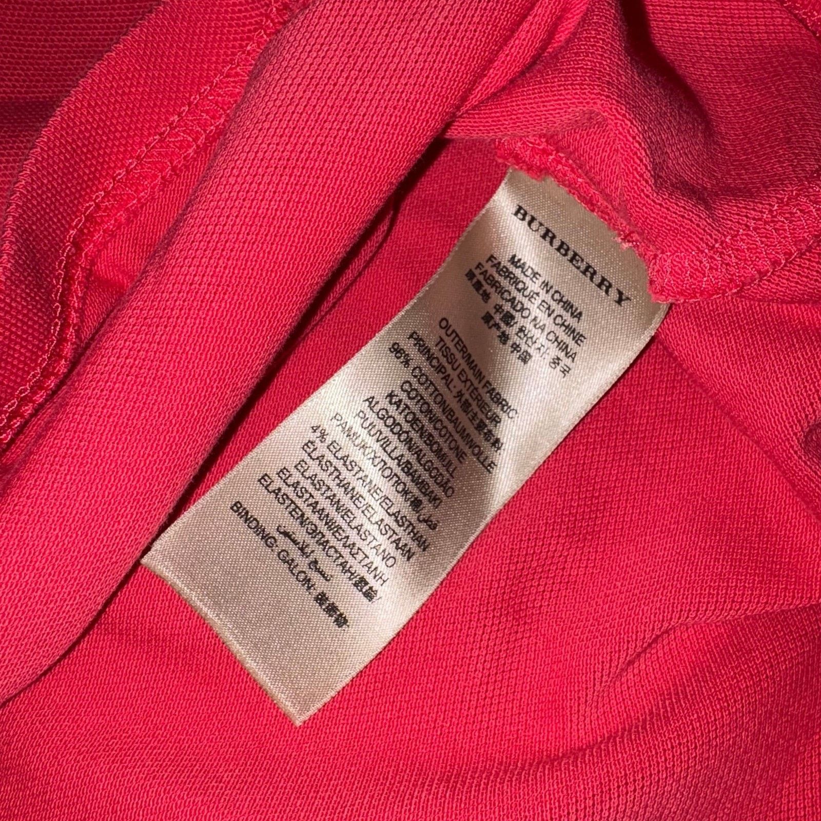 Burberry Burberry Brit Women's Red Short Sleeve Pique Polo Shirt Size M / US 6-8 / IT 42-44 - 6 Thumbnail