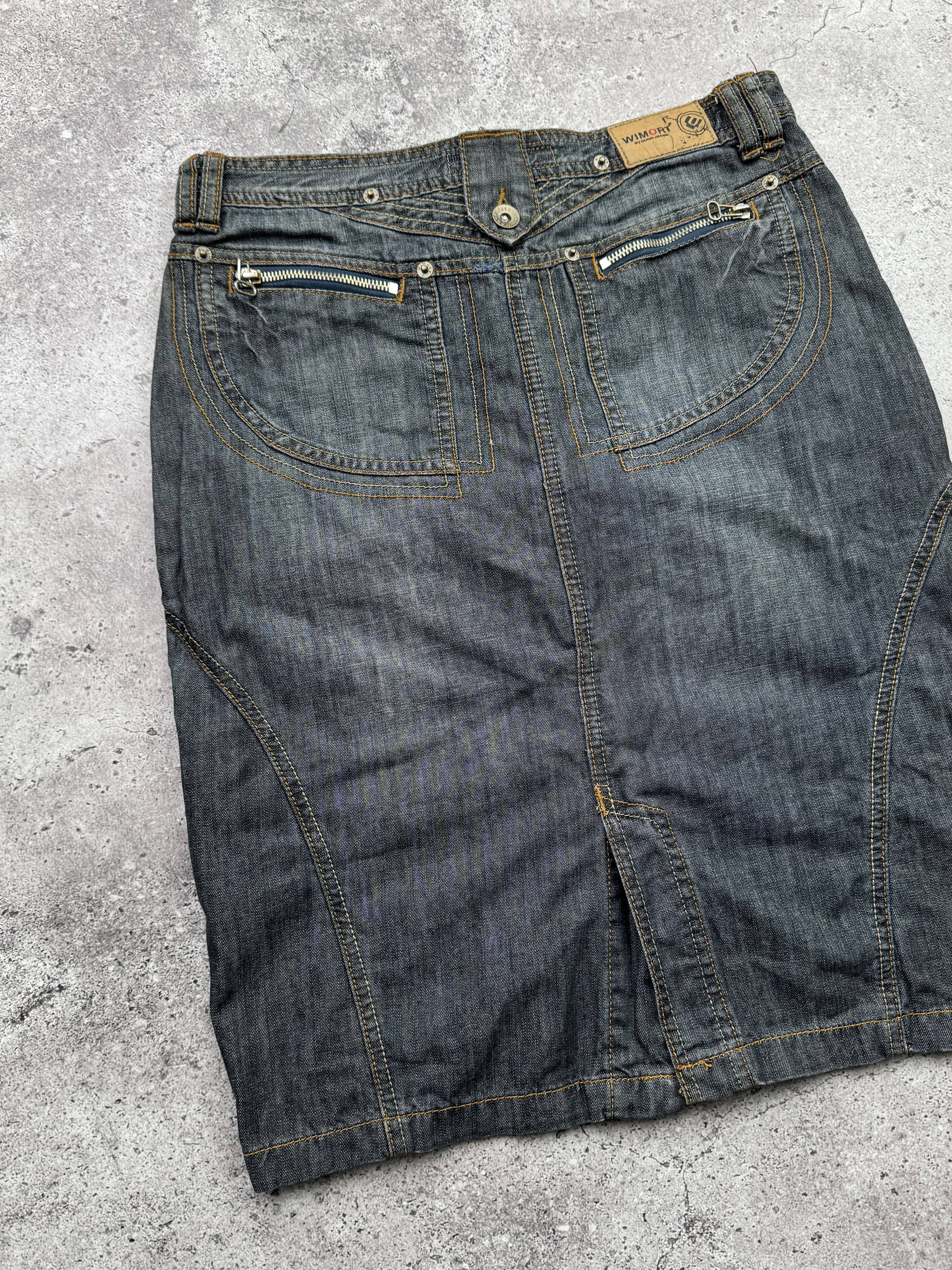 Japanese Brand Vintage Denim Midi Skirt C266(V332)(E8) Size 27" / US 4 / IT 40 - 5 Thumbnail