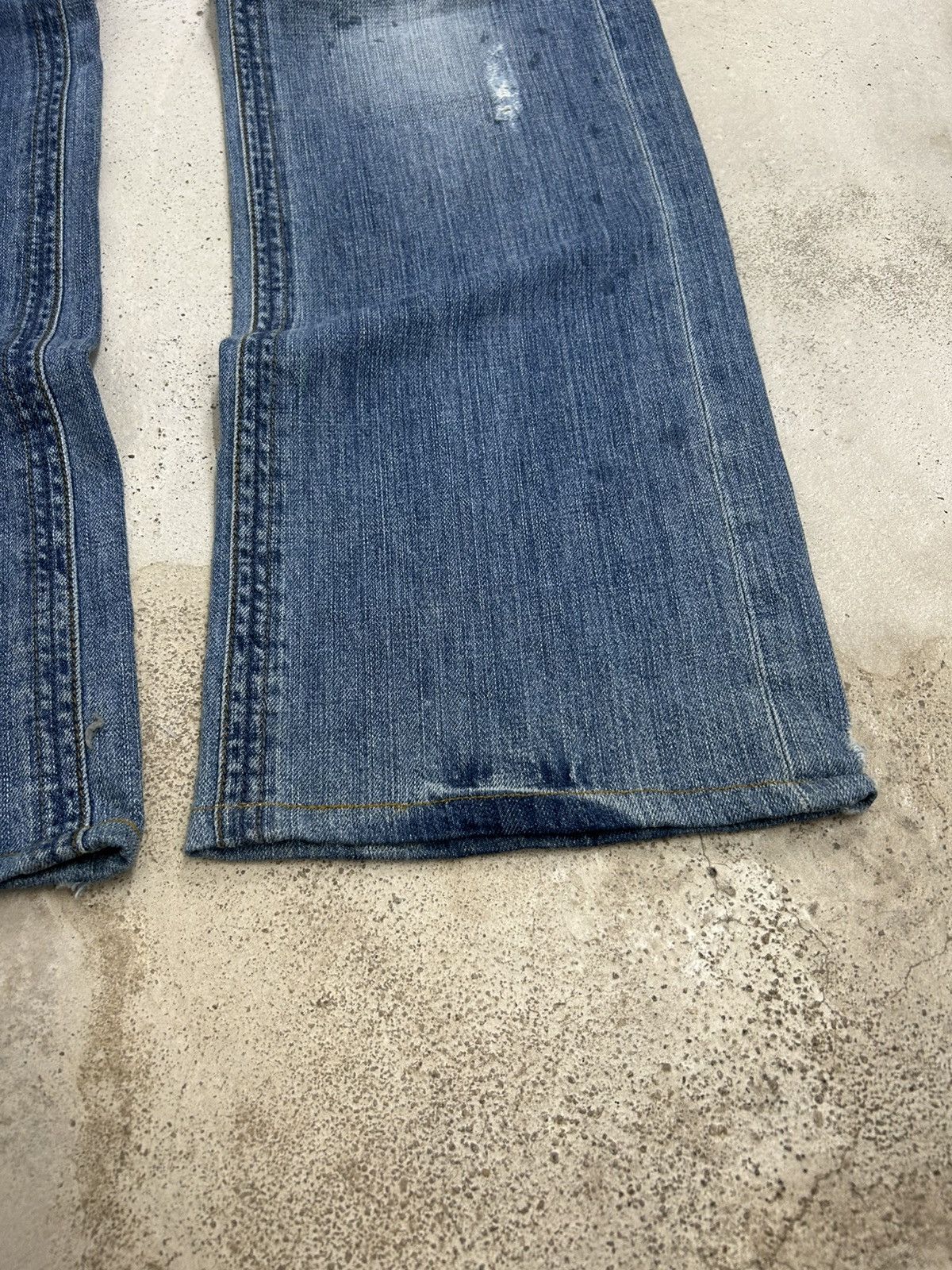 Japanese Brand Cook Jeans Baggy Distressed Denim Knee Panel Whisker Stacked Size US 31 - 4 Thumbnail