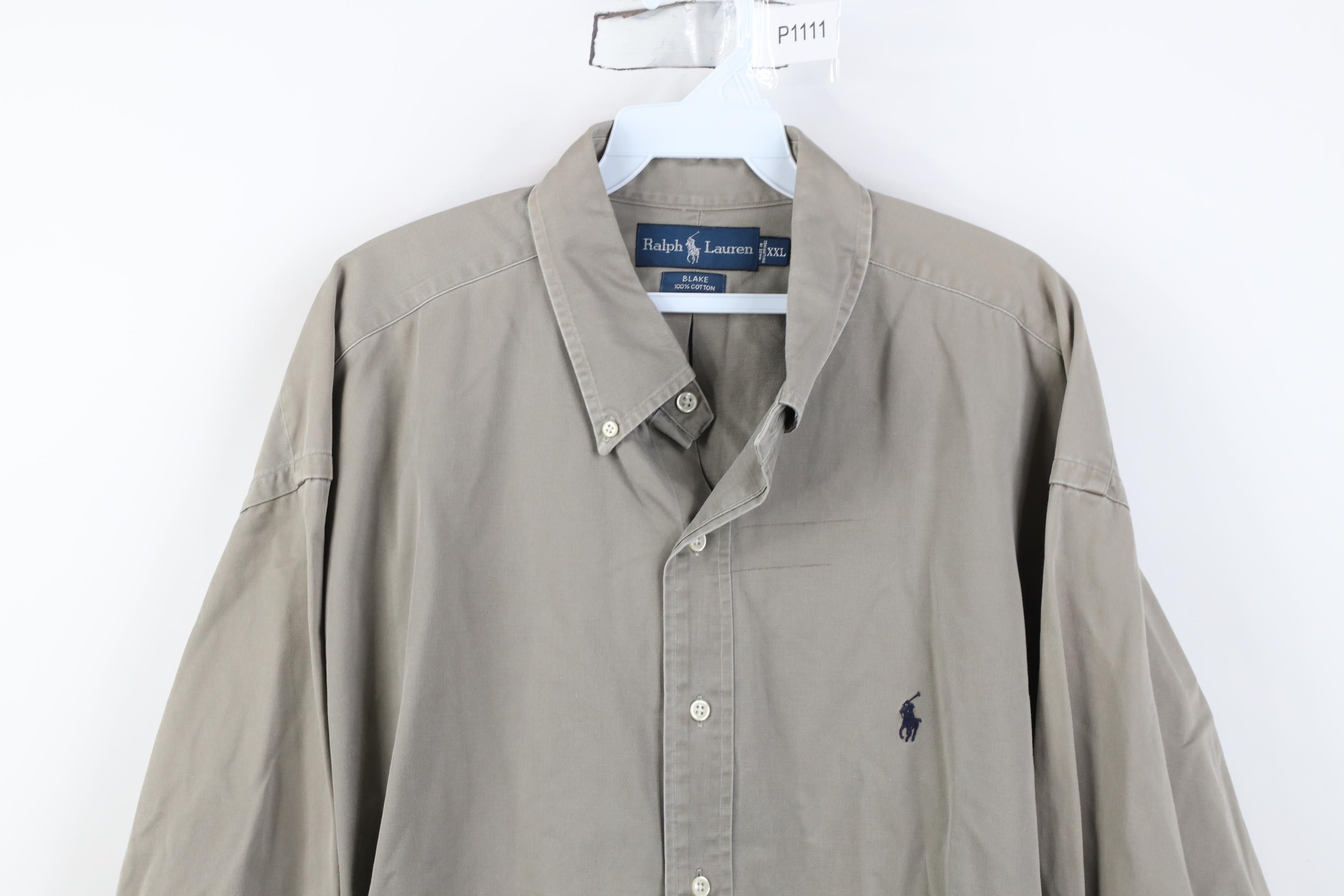 Polo Ralph Lauren Vintage 90s Ralph Lauren Button Down Shirt Gray Cotton Size US XXL / EU 58 / 5 - 2 Thumbnail