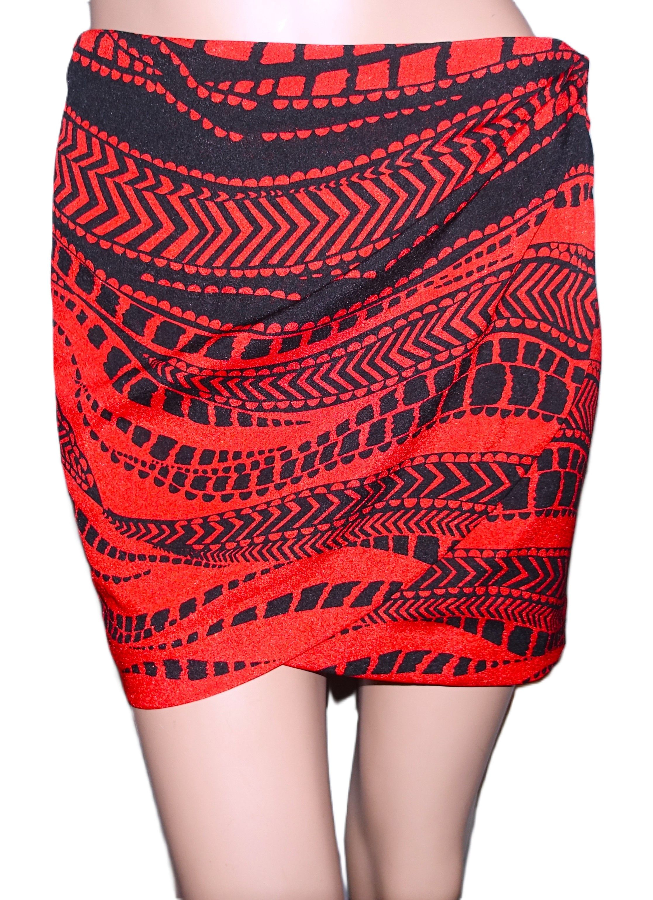 Bebe Bebe Black Red Wrap Skirt 00 Size 24" / US 00 / IT 34 - 3 Thumbnail