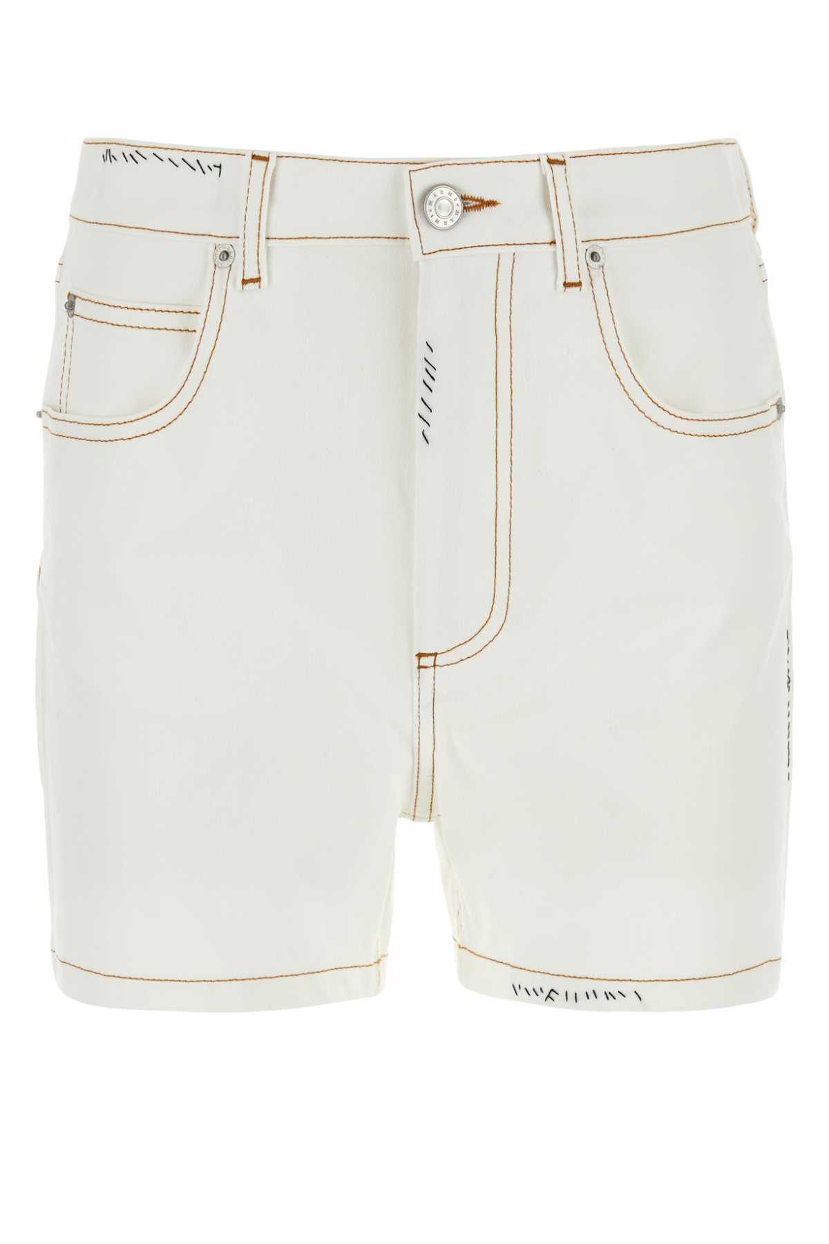 image of Marni White Stretch Denim Shorts, Women's (Size 27)