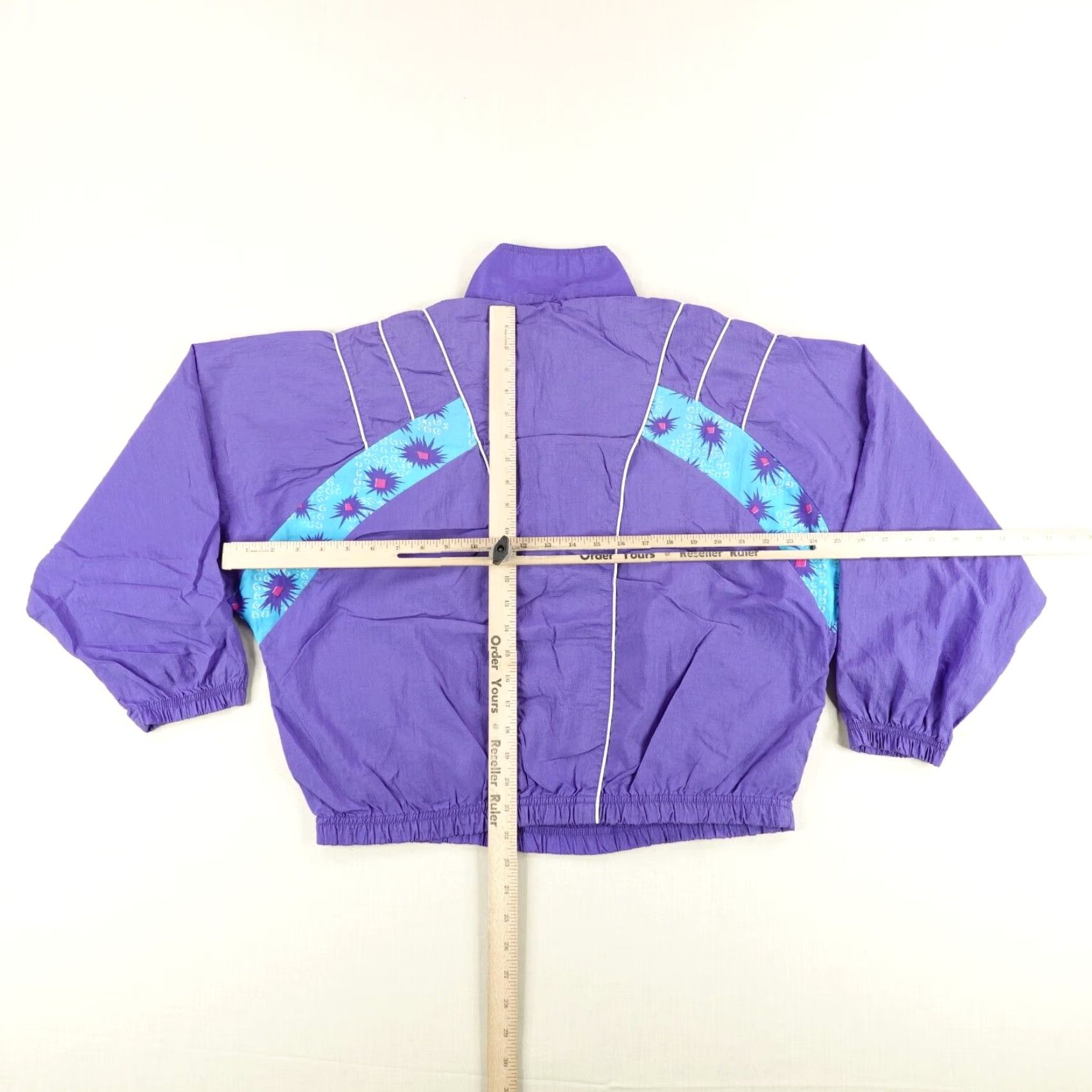 Reebok VINTAGE Reebok Windbreaker Jacket Womens Medium Purple Geometric 90s Sports Outdoor Lightweight ZIP Size M / US 6-8 / IT 42-44 - 5 Thumbnail