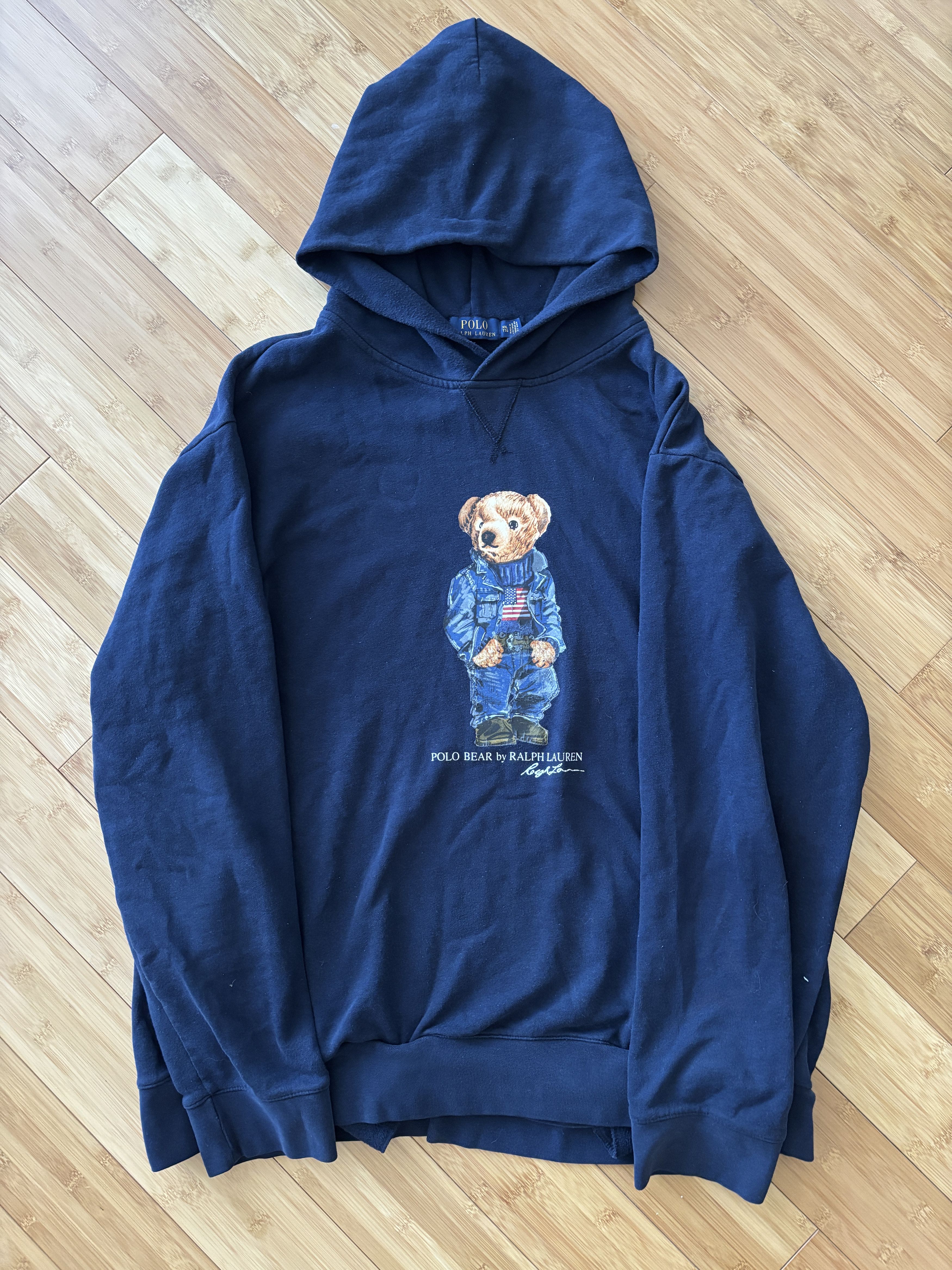 Polo Ralph Lauren American Flag / Denim Bear Pullover Hoodie Size US XXL / EU 58 / 5 - 1 Thumbnail