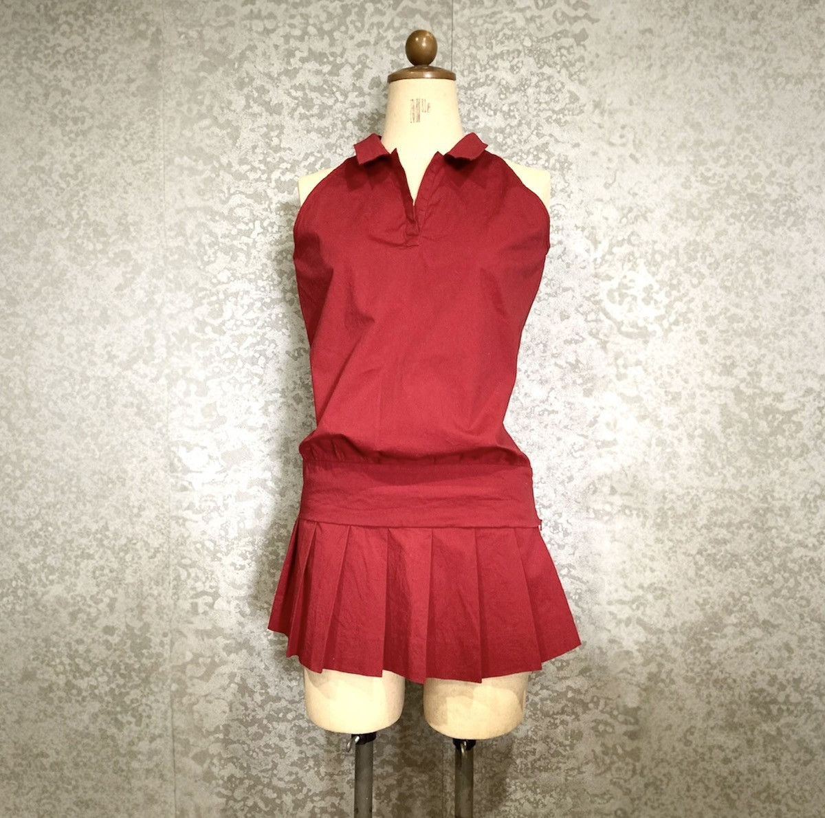 Japanese Brand 2000s Runway Deep Red Sleeveless Collar Top Y2K Size S / US 4 / IT 40 - 2 Thumbnail